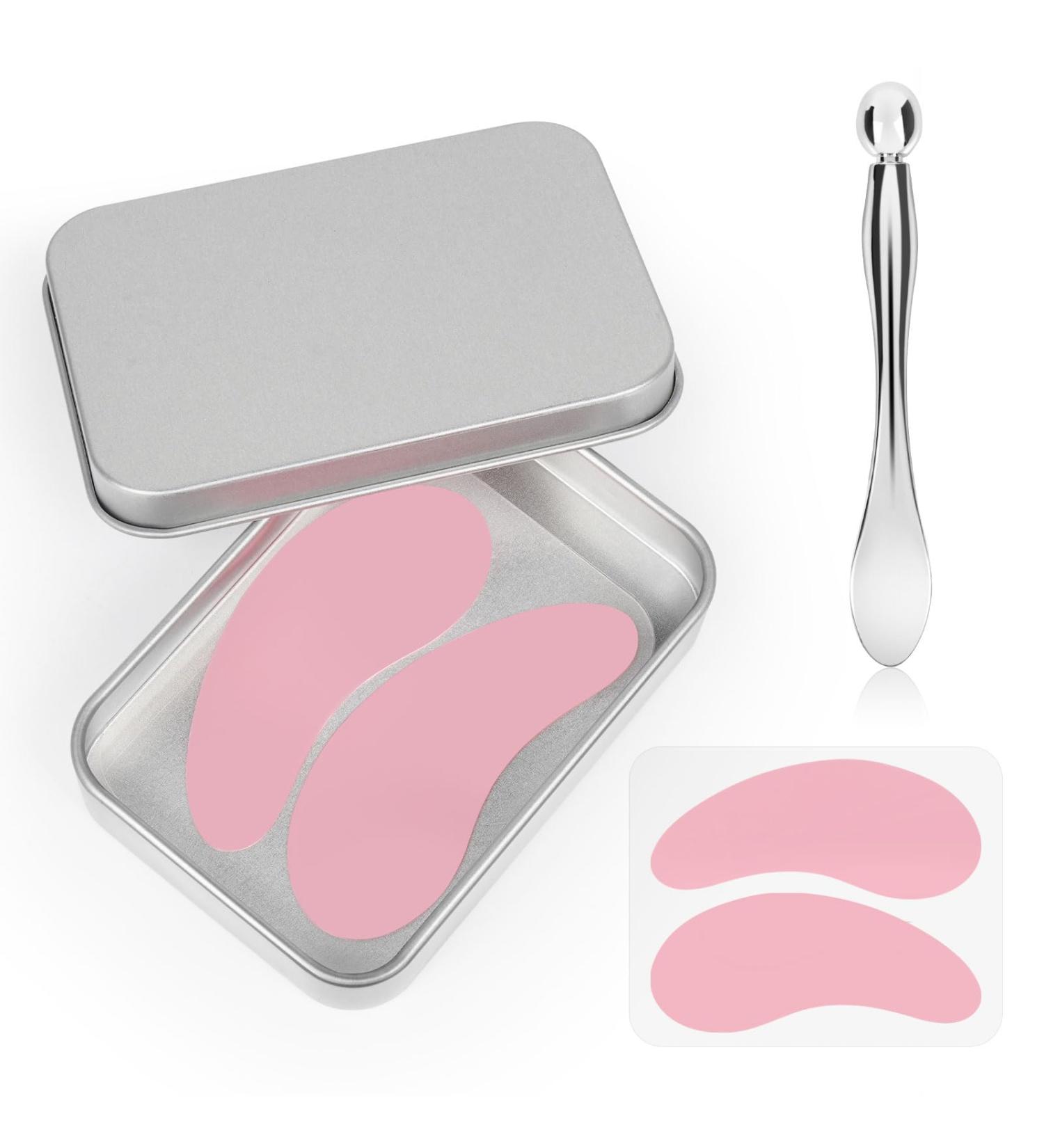 Under Eye Patches Silicone - Reusable 2 Pcs for Fine Lines & Wrinkles Includes Metal Applicator & Pink Tin Case - Buy Online on GoSupps.com