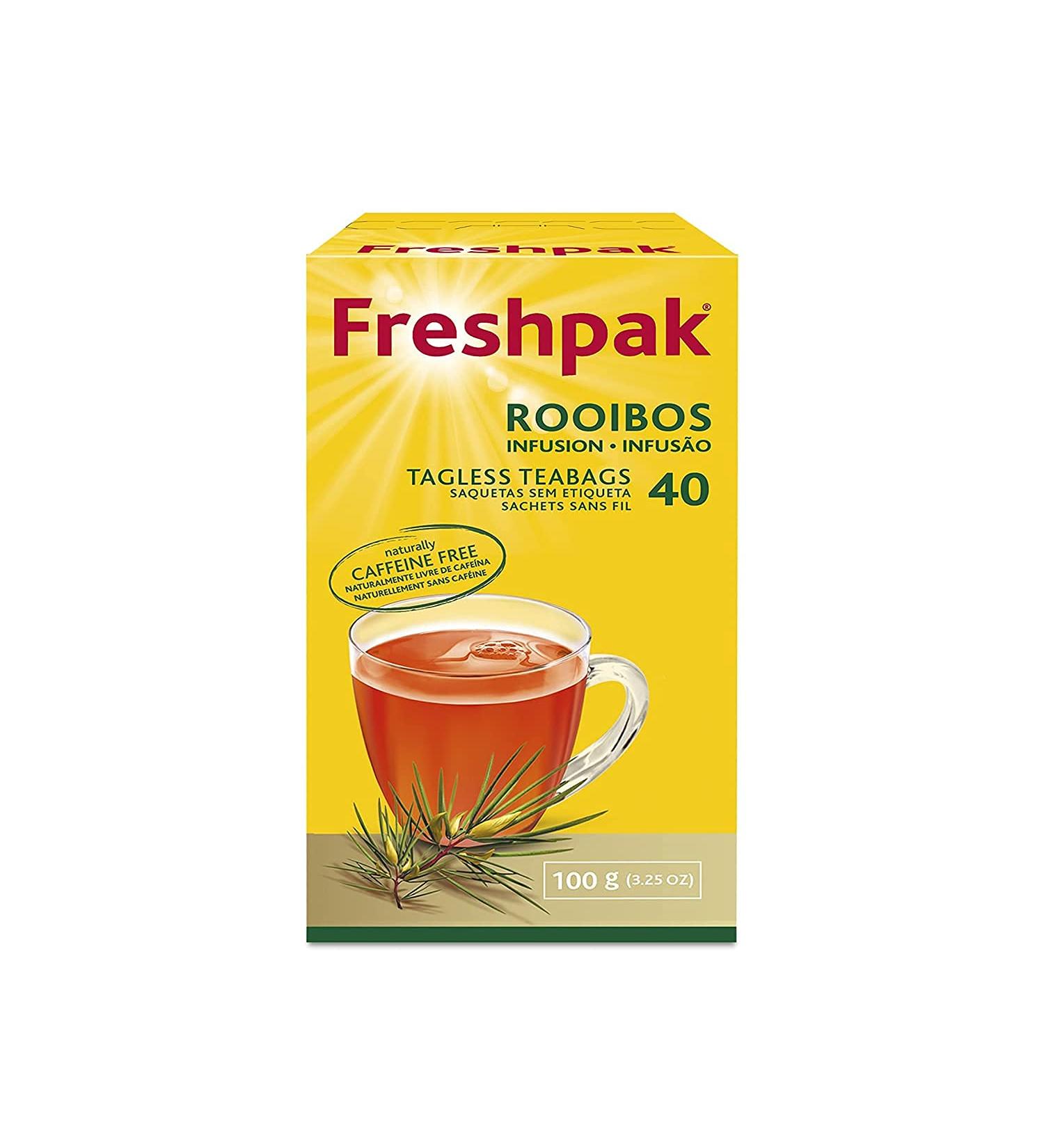 Freshpak Rooibos Tea 40 Tagless Teabags - Premium Natural Rooibos from South Africa, Caffeine-Free, Keto Friendly, Non GMO - Buy Online on GoSupps.com