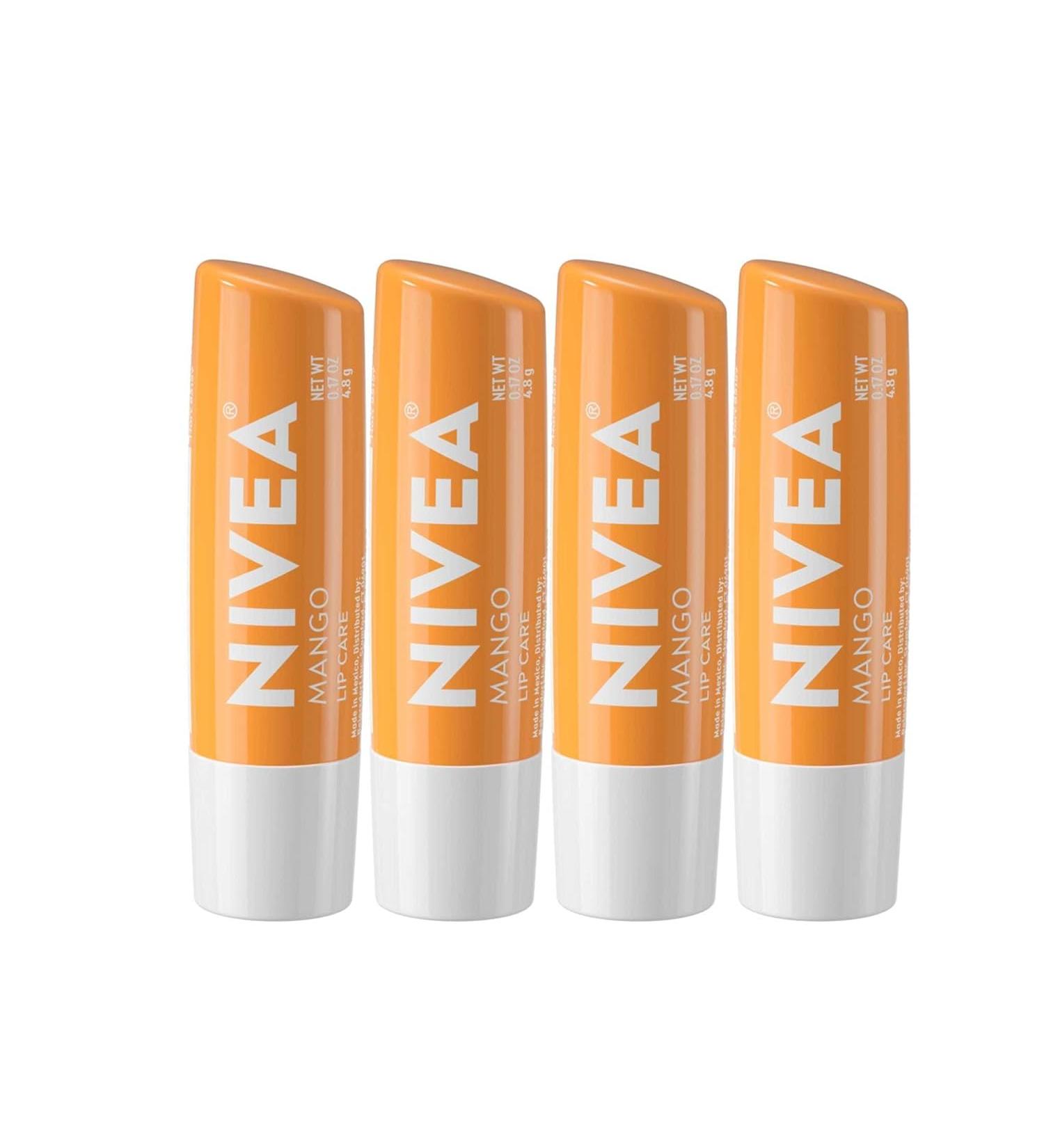 NIVEA Lip Mango Care - Orange - Pack of 4 - 0.17 Oz. - Buy Online on GoSupps.com