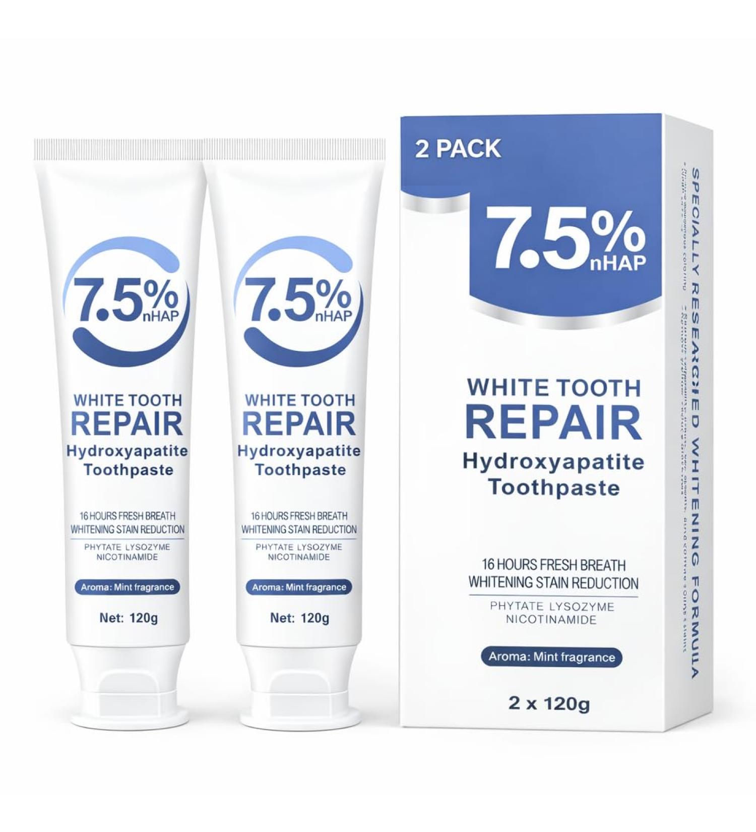 7.5% Hydroxyapatite Toothpaste 2 Pack Nano Hydroxyapatite Toothpaste Protects Enamel and Strengthens Teeth Cleans and Cares for Oral Health Promotes Freshens Breath 8.46oz - Buy Online on GoSupps.com