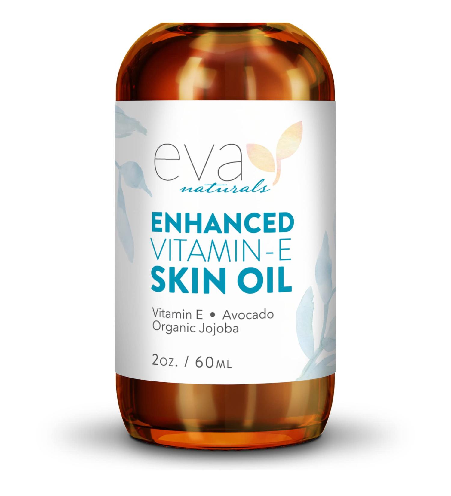 Vitamin E Skin Oil with Avocado & Jojoba - 2 Oz - Scars, Stretch Marks & Dark Spots Treatment - Hair and Face Serum by Eva Naturals - Buy Online on GoSupps.com