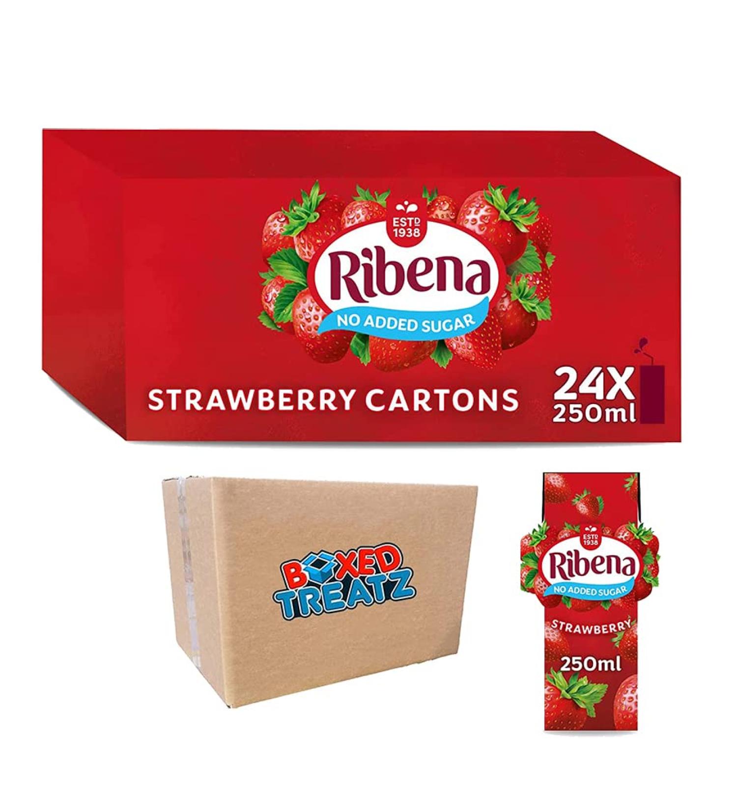 Ribena Strawberry Flavour Fruit Juice 24x 250ml Real Fruit | Rich In Vitamin C | No Artificial Colours or Flavours | Ready To Drink Boxed Treatz - Buy Online on GoSupps.com