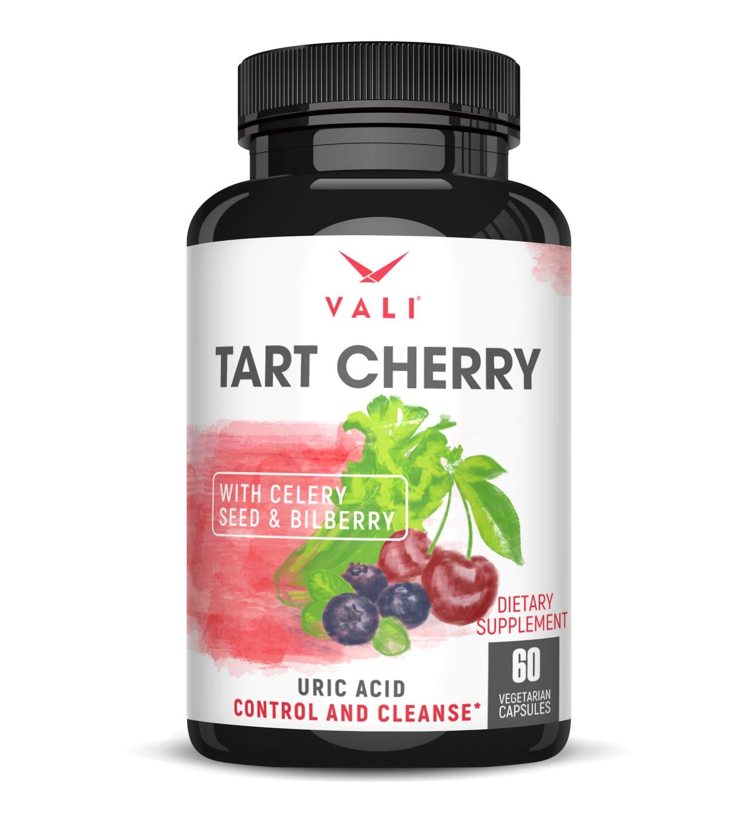 VALI Tart Cherry Uric Acid Cleanse - Joint & Muscle Support Supplement with Organic Celery, Bilberry Extract - 60 Veggie Capsules - Buy Online on GoSupps.com