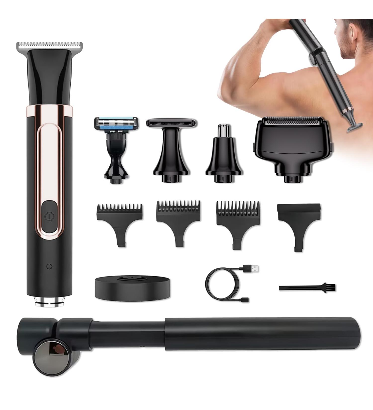 5-in-1 Electric Back Shaver for Men - Waterproof Rechargeable Hair Removal Razor with Adjustable Handle | Grooming Kit for Wet & Dry Shaving - Buy Online on GoSupps.com
