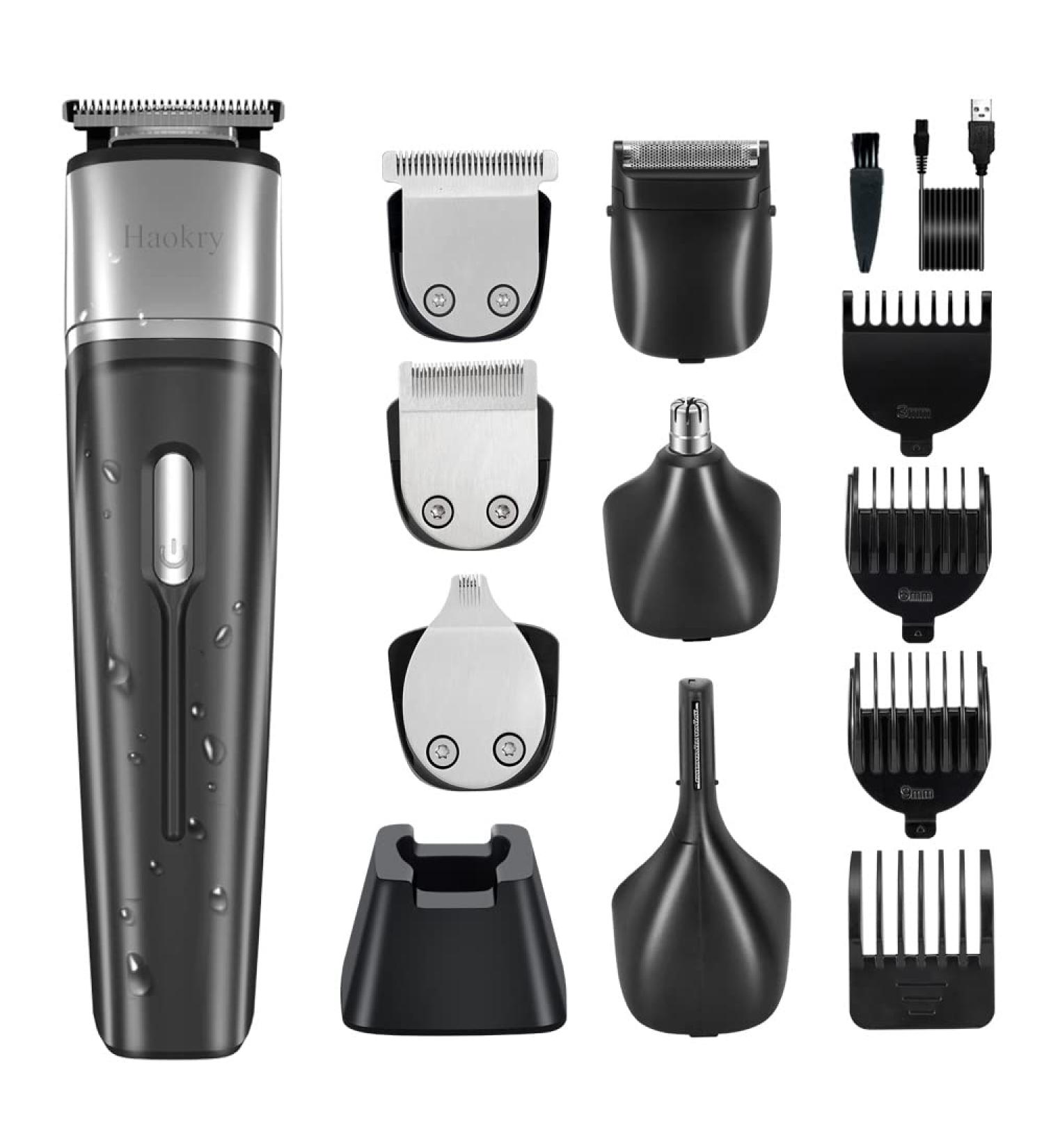 Haokry Beard Trimmer - 6 in 1 Cordless Grooming Kit for Men | Waterproof Hair Clippers Electric Shaver & Nose/Ear Trimmer - Buy Online on GoSupps.com