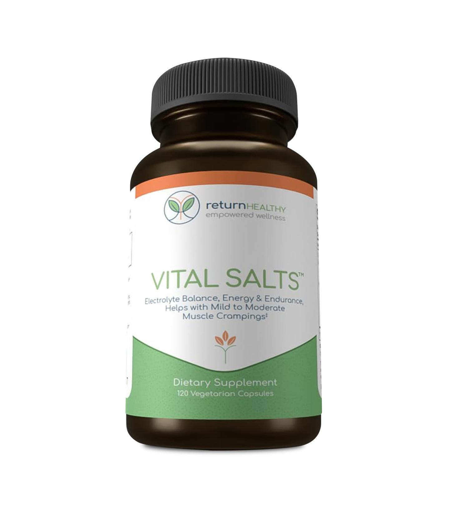 Vital Salts Electrolyte Supplements - Energy Endurance & Muscle Cramps Relief - Blood Pressure Support - 120 Capsules for Optimal Health - Buy Online on GoSupps.com