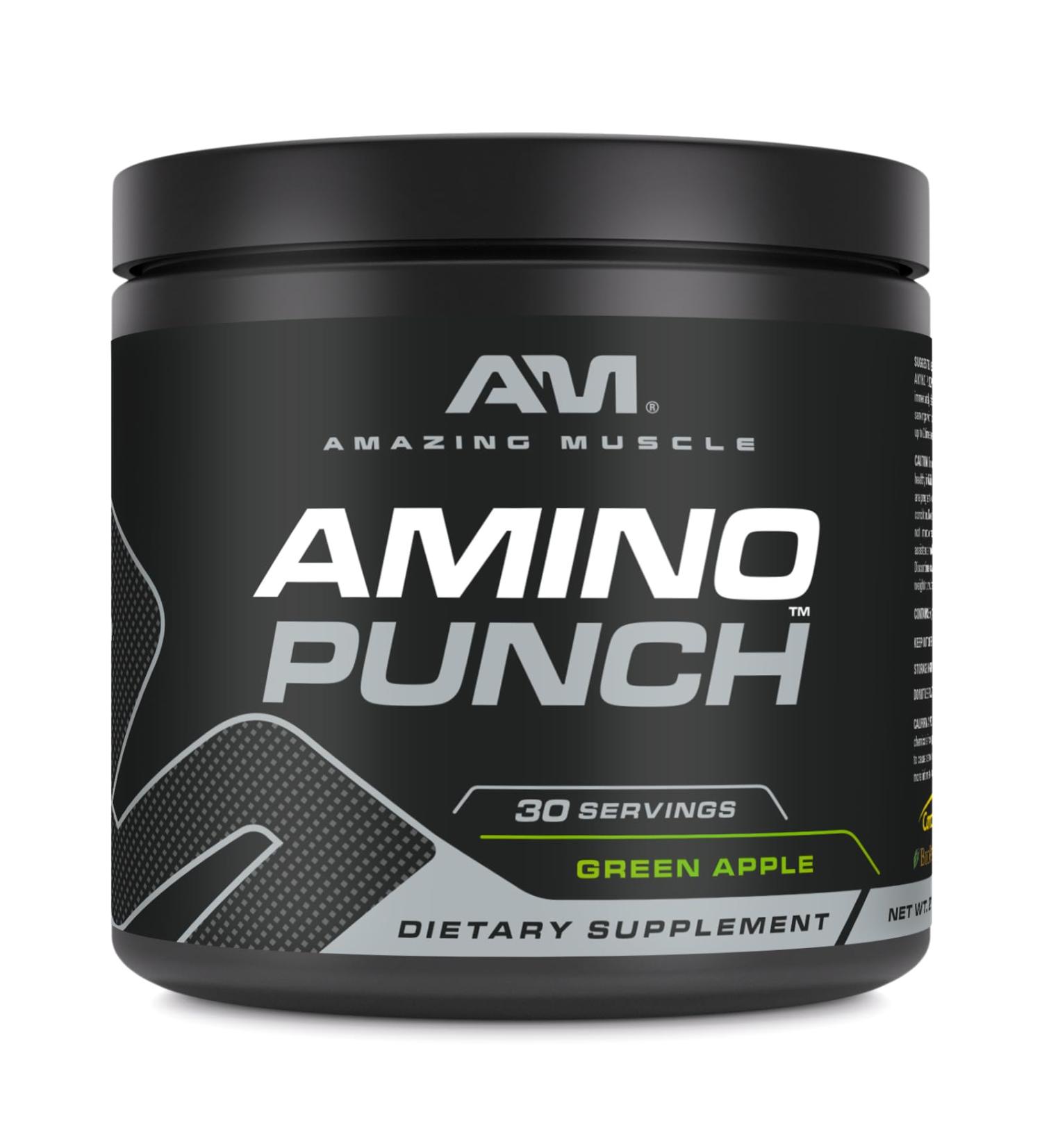 Amino Punch - 30 Servings Green Apple Flavor | Caffeine & Amino Acids Blend | Energy & Recovery | Made in USA - Shop Internationally - Buy Online on GoSupps.com
