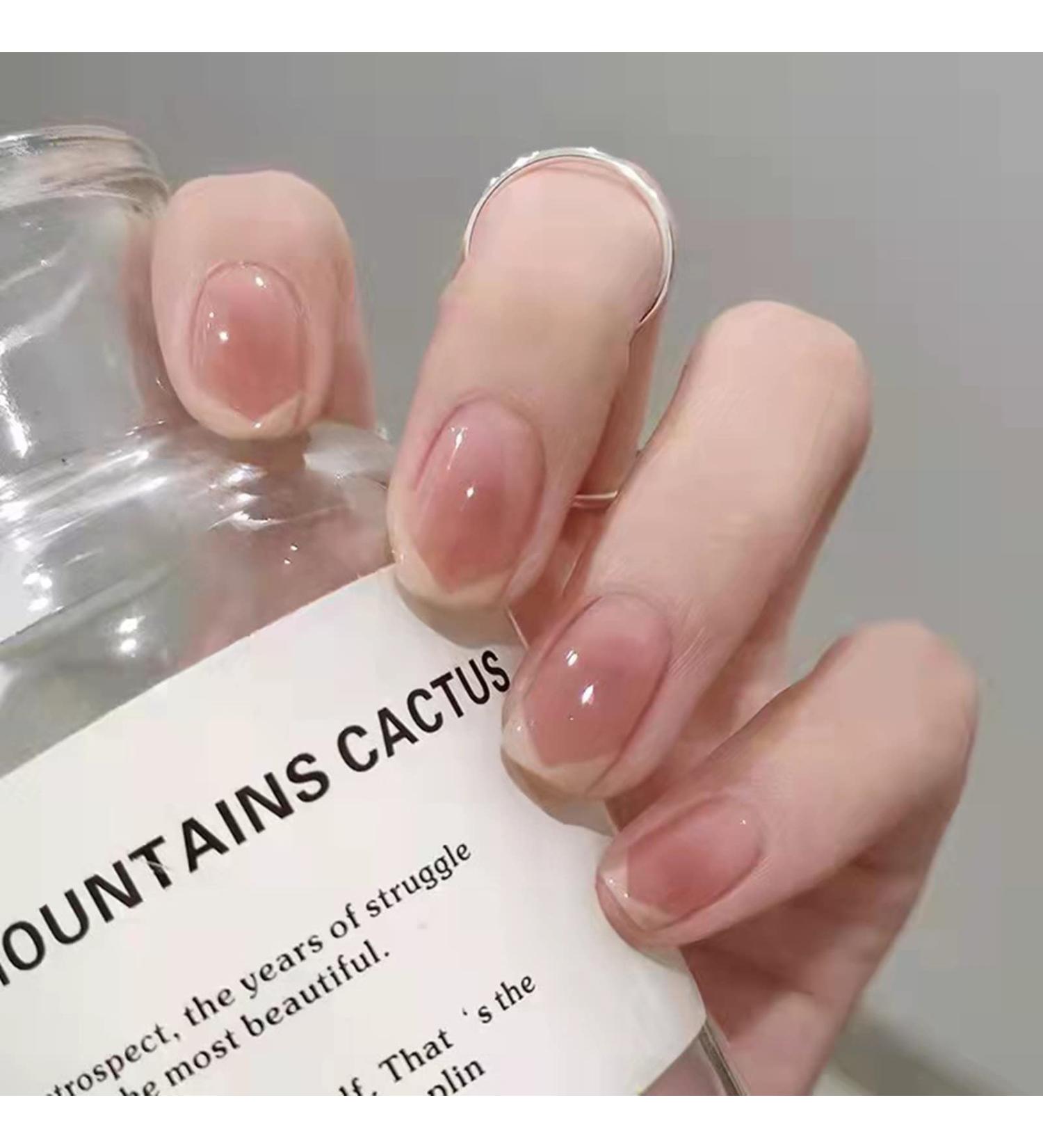 Justotry 24 Pcs Short Gradient Brown False Nails - Nude French Tip Press on Nails for Women | Acrylic Fake Nails with Glue - Square Design Stick on Nails | Gradient Red - Buy Online on GoSupps.com