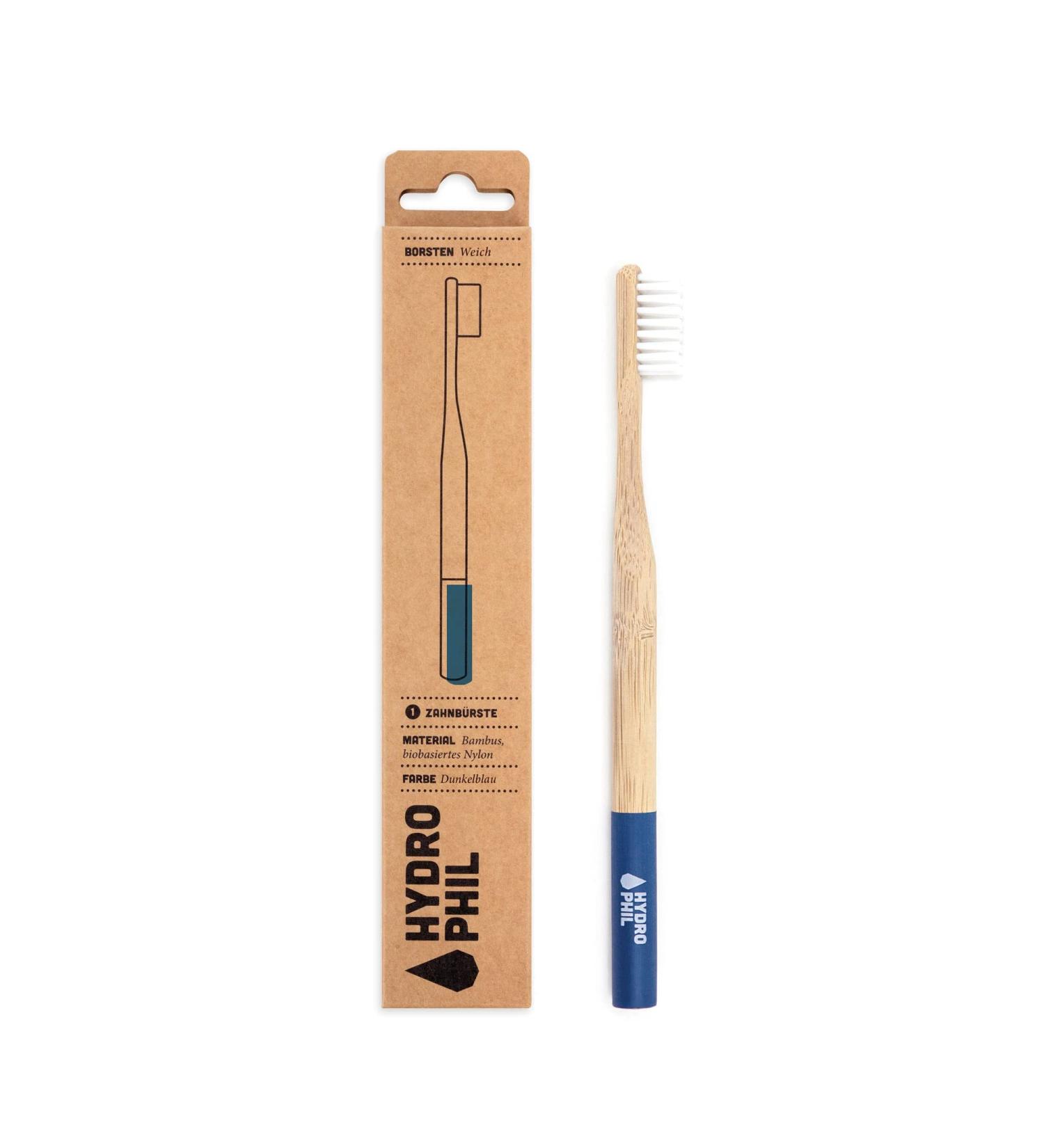 Hydrophil Sustainable bamboo toothbrush dark blue with extra soft bristles 18 g 1 piece (1 pack)