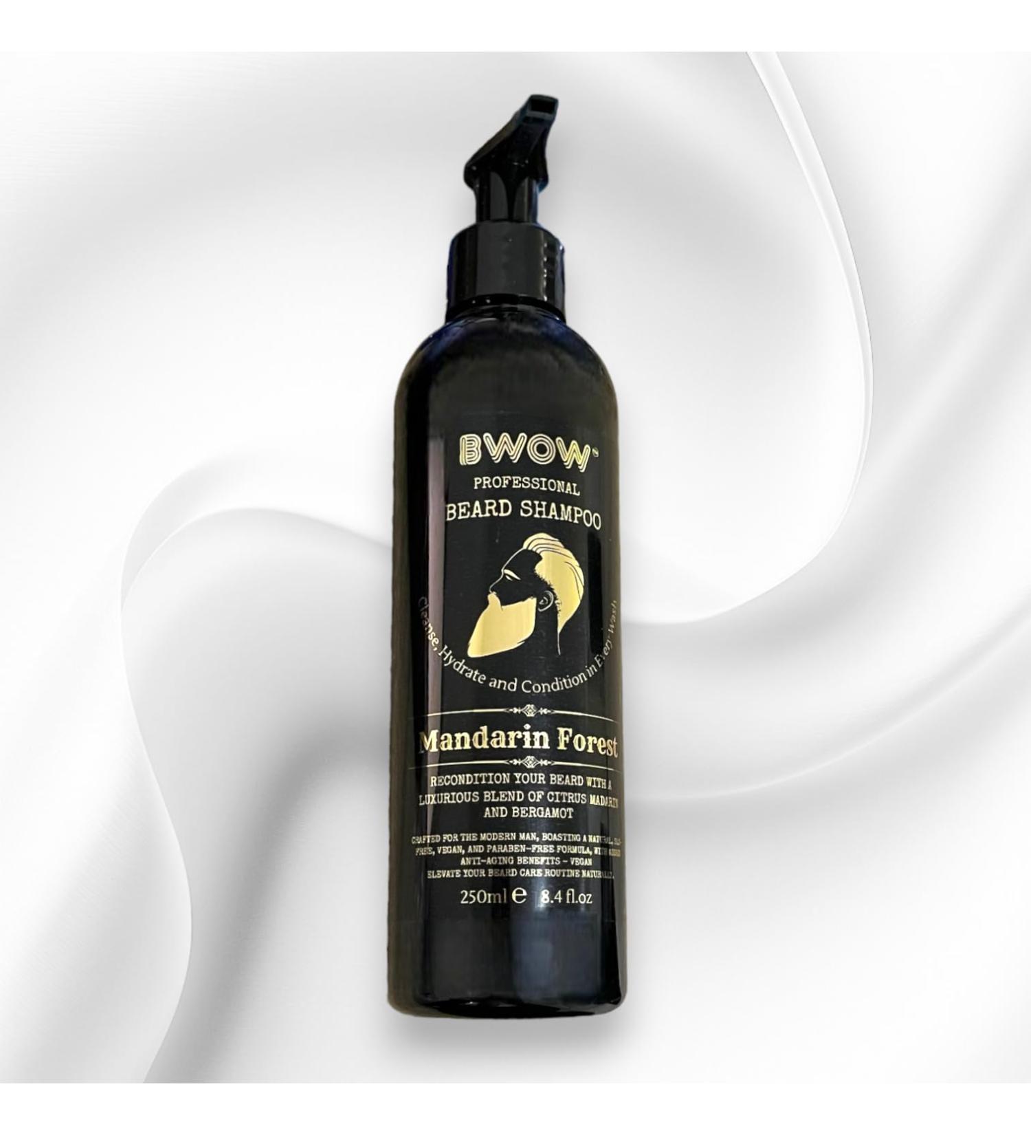 BWOW Professional Beard Shampoo for Men Vegan Cleansing to Hydrate & Condition Moisturise Nourish & Recondition Luxurious Mandarin Forest 250ml Infused with the refreshing scent of Mandarin and Bergamot offering a delightful and invigorating aroma for an  - Buy Online on GoSupps.com