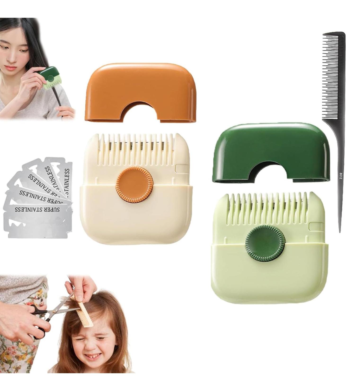 Trimpocket Hair Trimmer/Comb Kids 2 in 1 Split Ends Hair Trimmer Portable Manual Baby Hair Shredder Anti-Cut Brush Detachable Home Bangs Trim Comb Dual-Side Design Blades Replaceable (2pcs E) - Buy Online on GoSupps.com