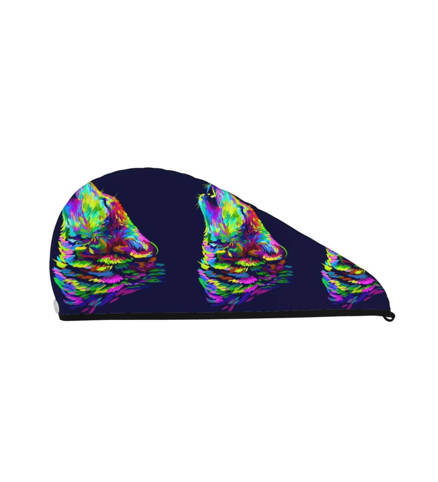 Hair Towel Wrap - Quick Drying Hair Turban with Button | Howling Wolf Design - Buy Online on GoSupps.com