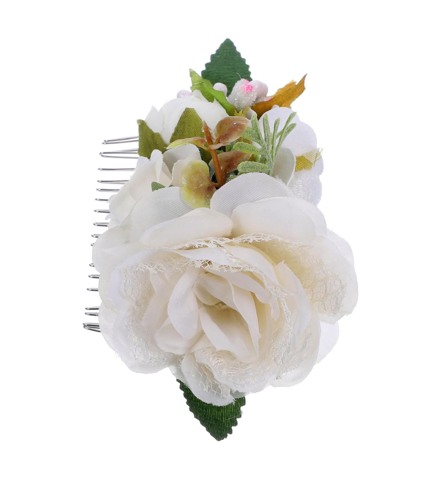 Ipetboom Bridal Hair Accessories Hair Pin Hair Barrettes Tiara Flower Bridal Side Comb Wedding Hair Comb Wedding Bride Hair Comb Hair Comb for Bride Comb for Bridal Tuck Comb Silk Flower - Buy Online on GoSupps.com