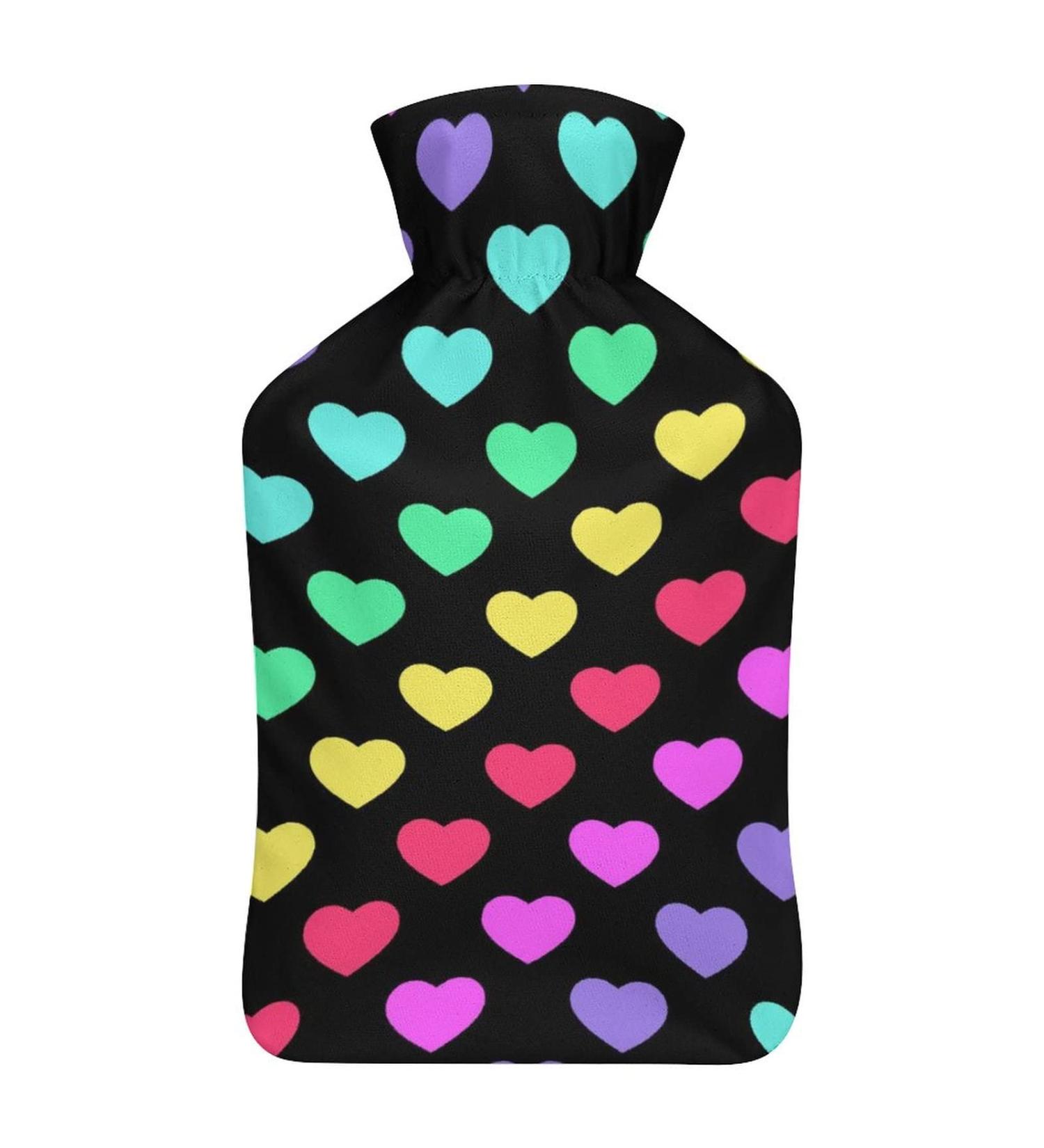 Color Love Hot Water Bottle with Plush Cover - Hand Warmer for Adults & Kids (26.5x15.3cm) | International Shipping Available - Buy Online on GoSupps.com