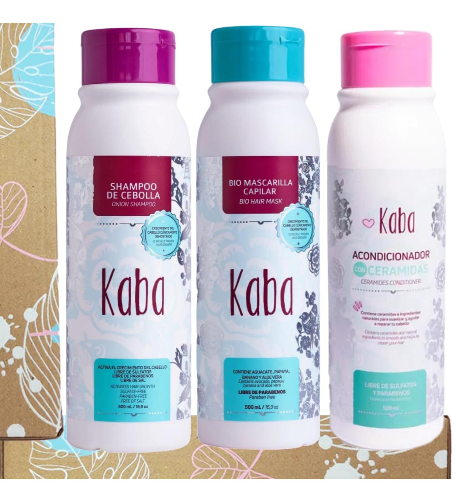 KABA Kit de Crecimiento | Shampoo de Cebolla Mascarilla Capilar & Acondicionador de Ceramidas - Env o Internacional - Buy Online on GoSupps.com