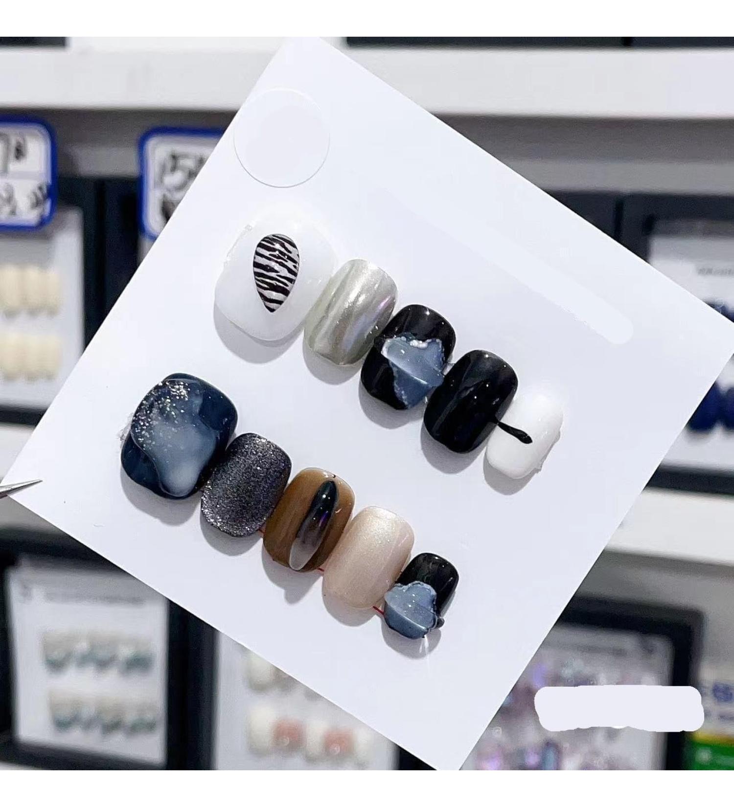 Handmade Long and Short Nail Patches for Artificial Nail Enhancement(Color:19526 Size:XS) - Buy Online on GoSupps.com