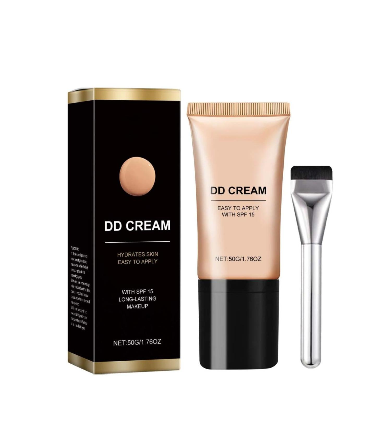 DD Cream Anti-Age No Make up Treatment Hydrating Face Concealer DD Cream with Brush Anti-Wrinkle and Perfector Face Cream Color Correction Effect Lifting SPF15 (Light Brown 50 g) - Buy Online on GoSupps.com