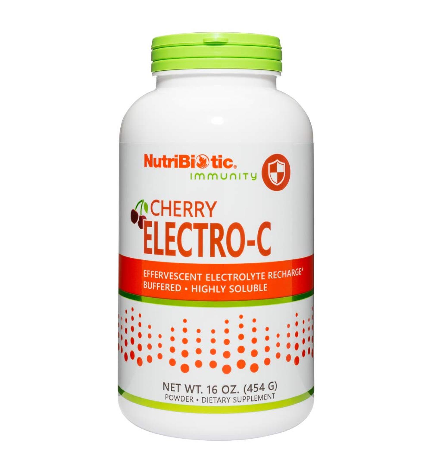 NutriBiotic - Cherry Electro-C Vitamin C & Electrolyte Powder 16 Oz | 850 Mg Vitamin C Per Serving | Effervescent Electrolyte Recharge | Buffered & Highly Soluble | Non-GMO & Gluten Free - Buy Online on GoSupps.com