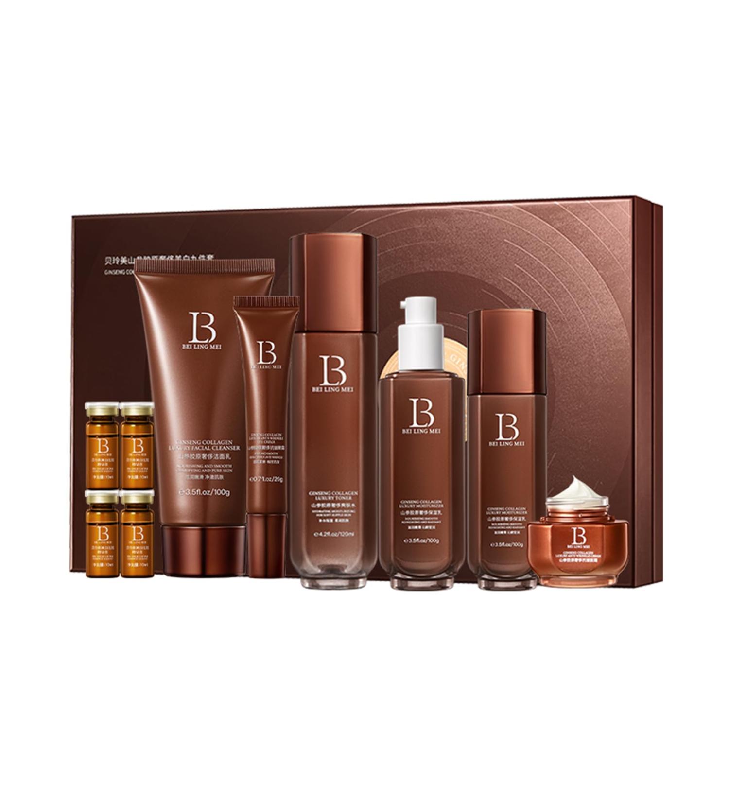 Ginseng Collagen Skincare Set 9-Piece - Korean Skin Care Set with Face Wash Toner Lotion Essence*4 Eye Cream Cream Deep Hydration Anti-Aging & Skincare Gift Set for Women - Buy Online on GoSupps.com