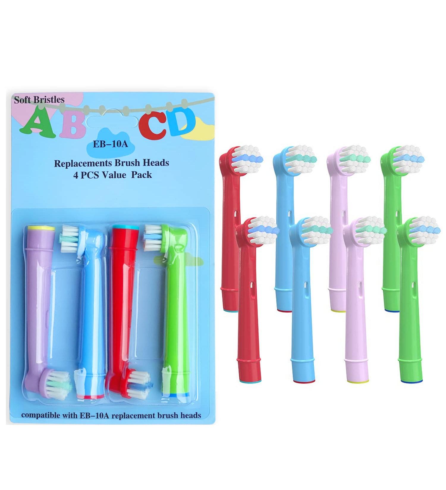 EB-10A Professional Replacement Toothbrush Heads for Children - Soft Bristles 8 Pieces (2 Cards) - Compatible with Oral-B - Buy Online on GoSupps.com