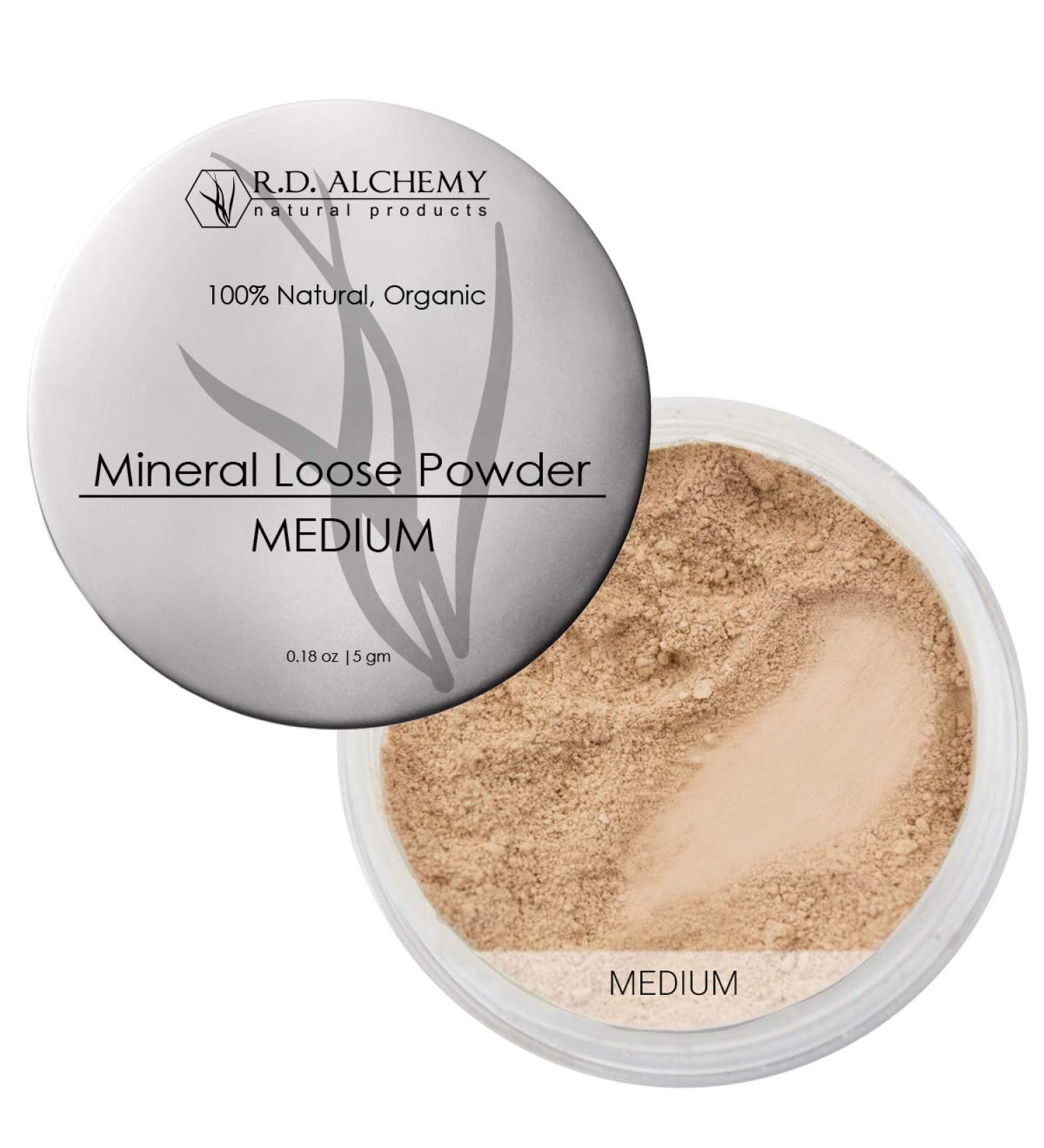 RD ALCHEMY Medium 100% Natural Organic Mineral Loose Powder SPF 40 - Lightweight Concealer Foundation for Flawless Natural Look - Talc, Bismuth, Oil Free - Buy Online on GoSupps.com