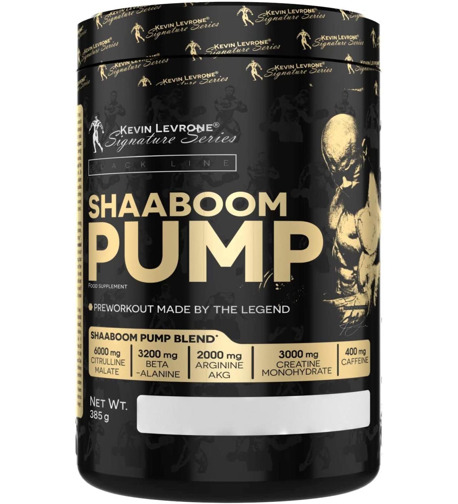 Fitness Authority Kevin Levron Shaaboom Pump Black Line - Hardcore Mango-Lemon Pre-Workout Booster (385g) | Citrulline Caffeine Beta-Alanine for Optimal Performance - Buy Online on GoSupps.com