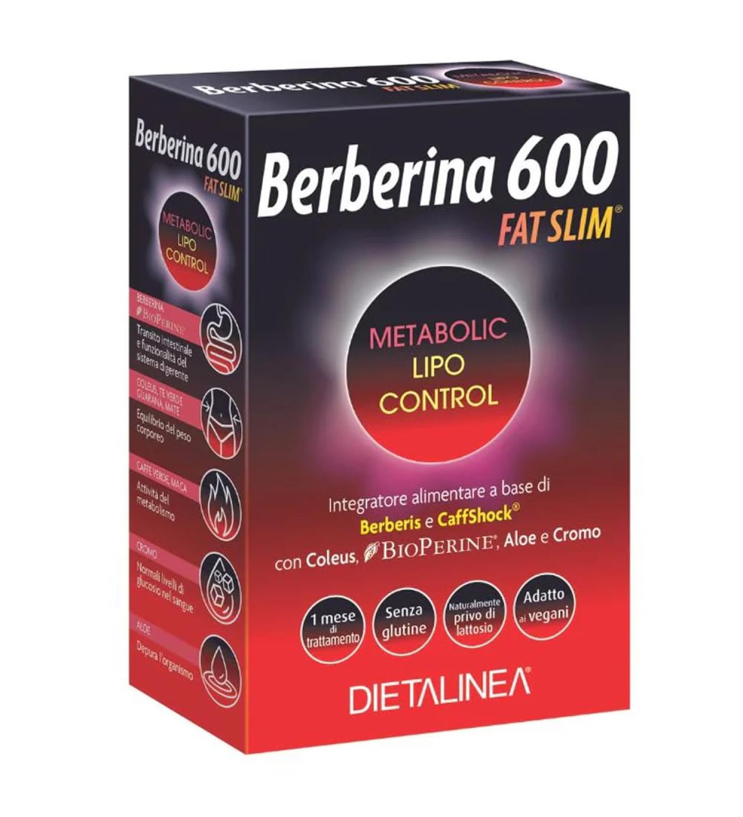 Dietline Dietalinea BERBERINA 600 FAT SLIM 60 tablets Food supplement for the regulation of the intestinal tract and the function of the digestive tract - Buy Online on GoSupps.com
