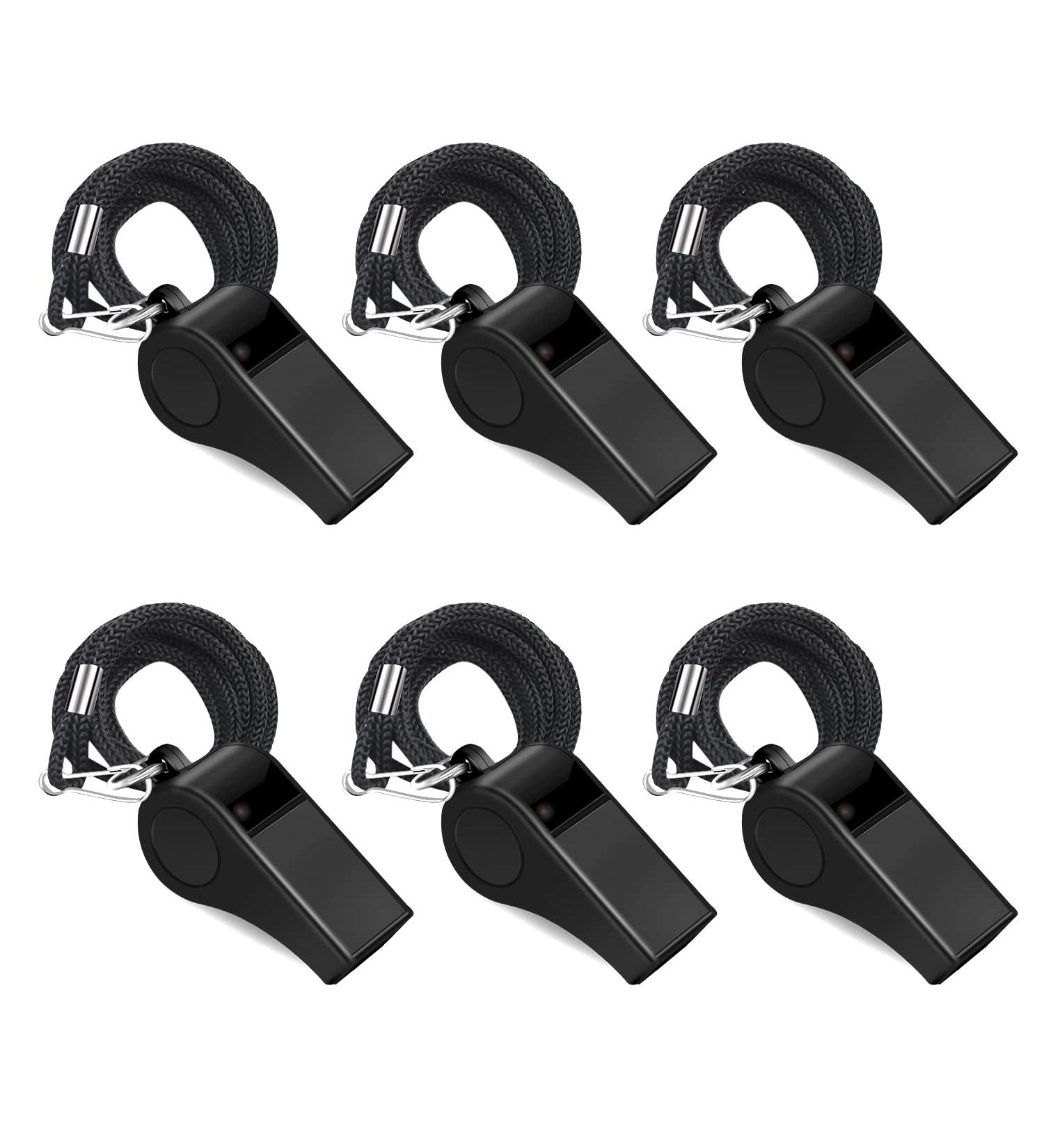 jiaonun 6 Pack Whistles Loud Crisp Sound Whistles ABS Sports Whistles with Lanyard Whistles Suit for Referees Coaches Emergency Survival Outdoor(Black) - Buy Online on GoSupps.com