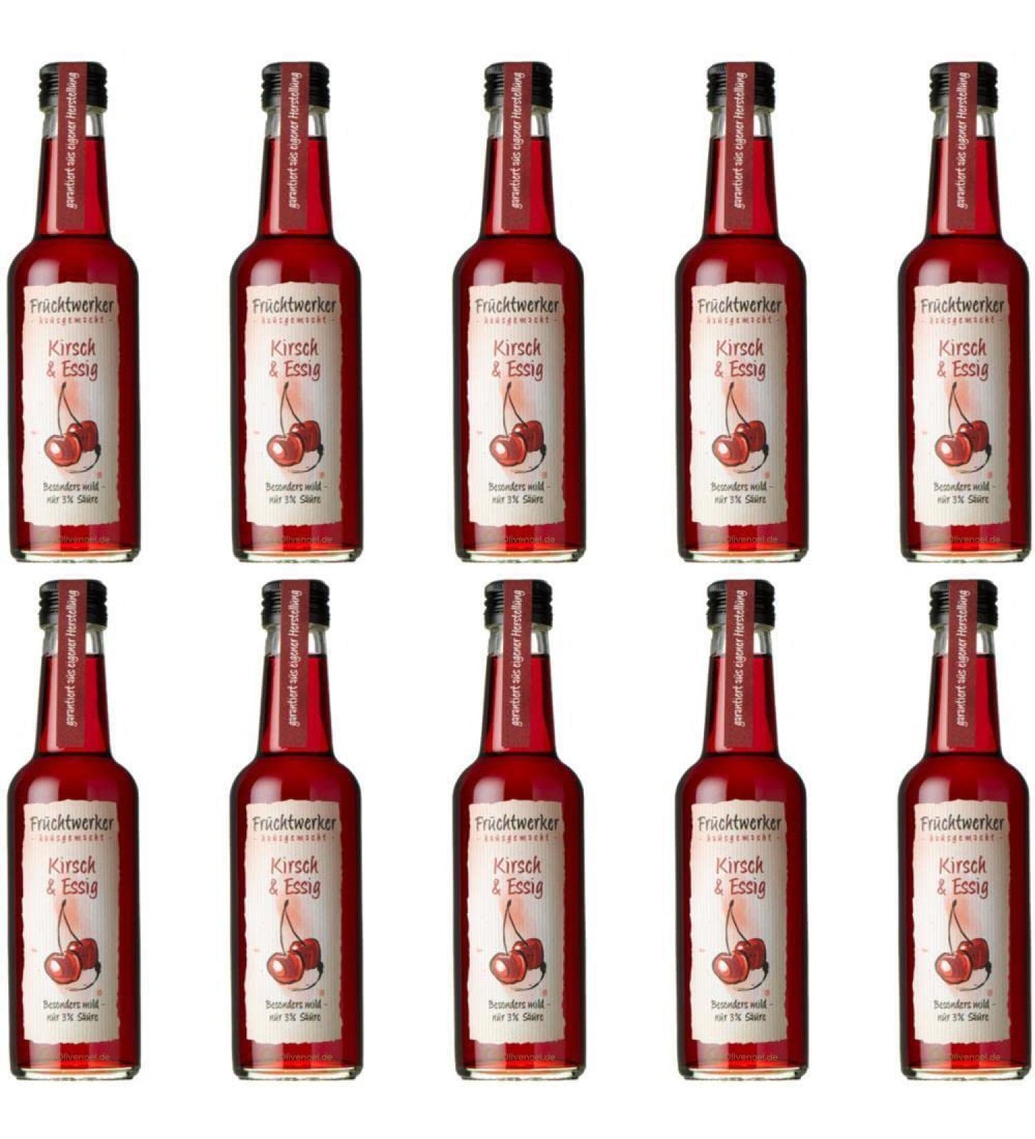 Fruchtwerker Fruit maker Cherries & vinegar With real fruit juice 10 x 250ml glass bottle