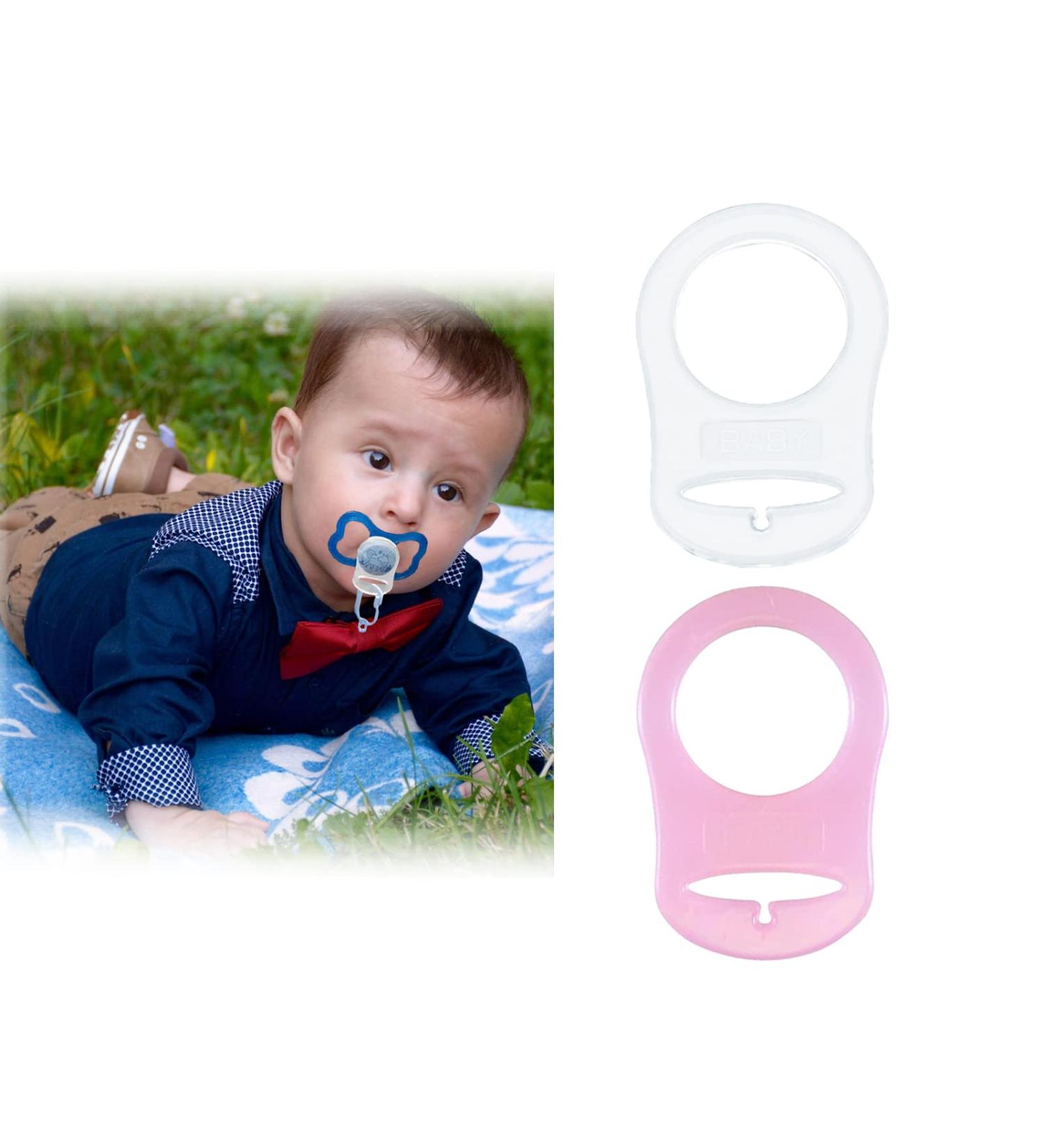 MAM Silicone Dummy Clip Adapter - 2 Pink & White Soother Clips for Baby Girls - Buy Online on GoSupps.com