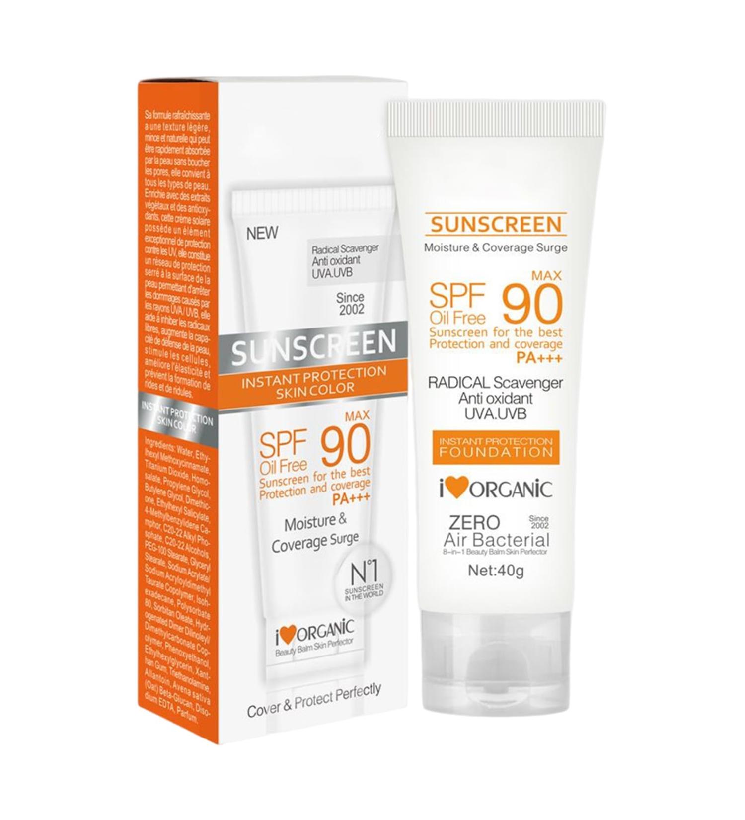 Face Sunscreen SPF 90 - Oil Free Natural Broad Spectrum Sunscreen Sunscreen Protector for Face and Body Sunscreen Cream for Most Skin Fulenyi - Buy Online on GoSupps.com