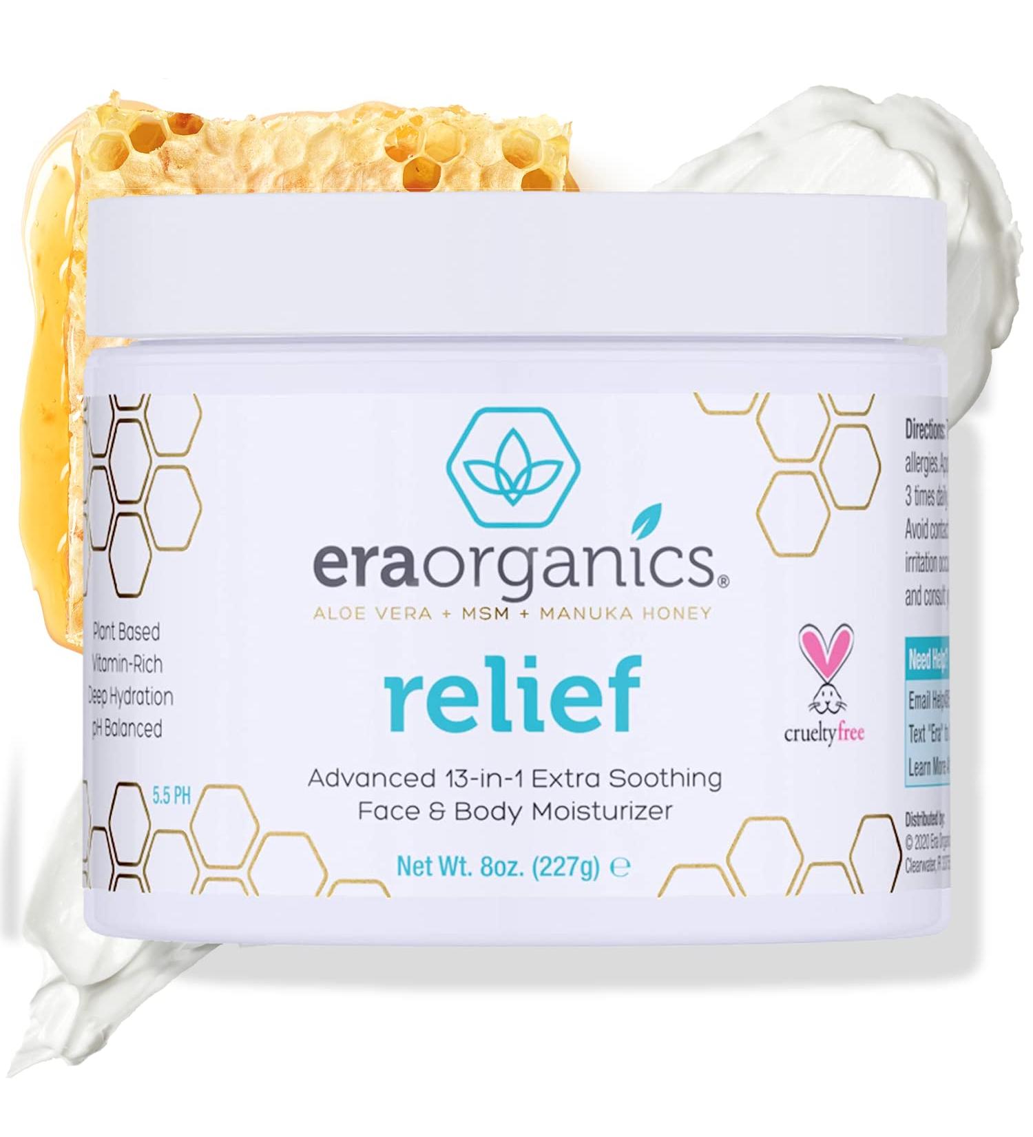 Era Organics Eczema Psoriasis Dermatitis Moisturizer Cream 8oz - Non-Greasy Calming Lotion with Aloe Vera & Manuka Honey for Dry Itchy Skin - Buy Online on GoSupps.com