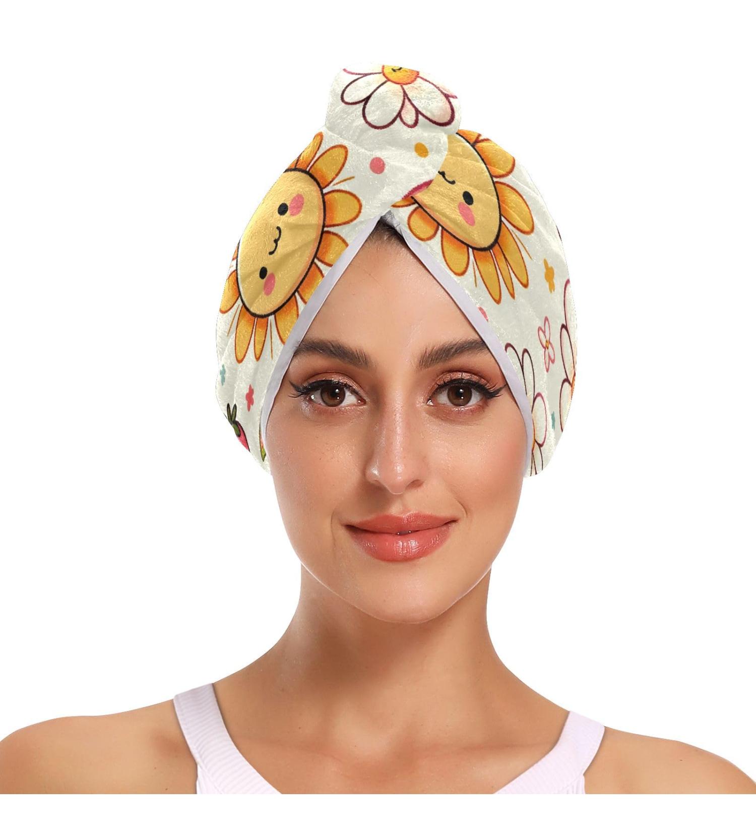Sun and Rainbow Hair Towel 2 Pack | Super Absorbent Quick Dry Hair Turbans for Women & Girls - Buy Online on GoSupps.com