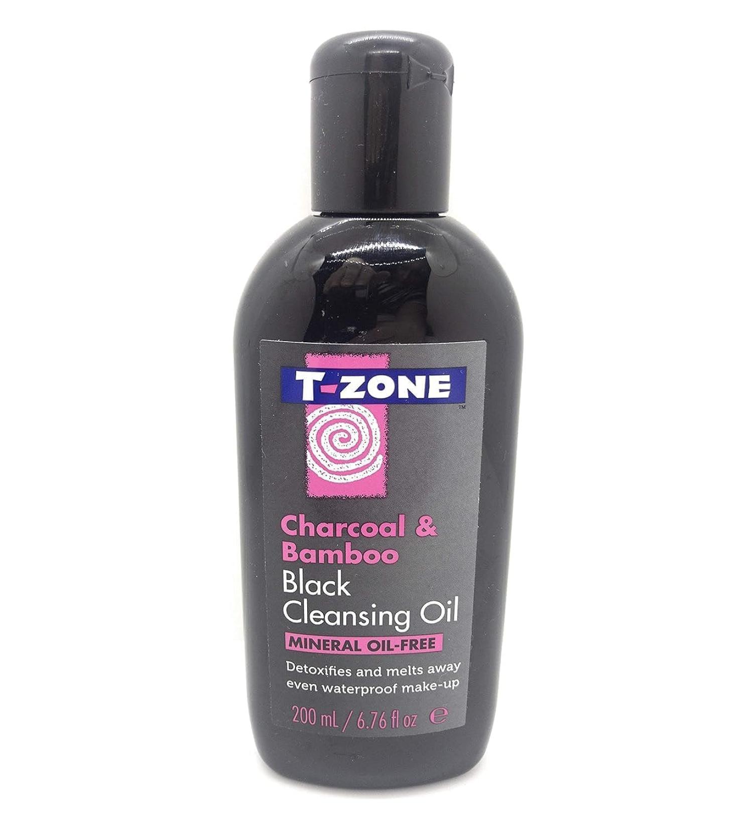 T-Zone Charcoal & Bamboo black cleansing oil Mineral oil-free 200ml