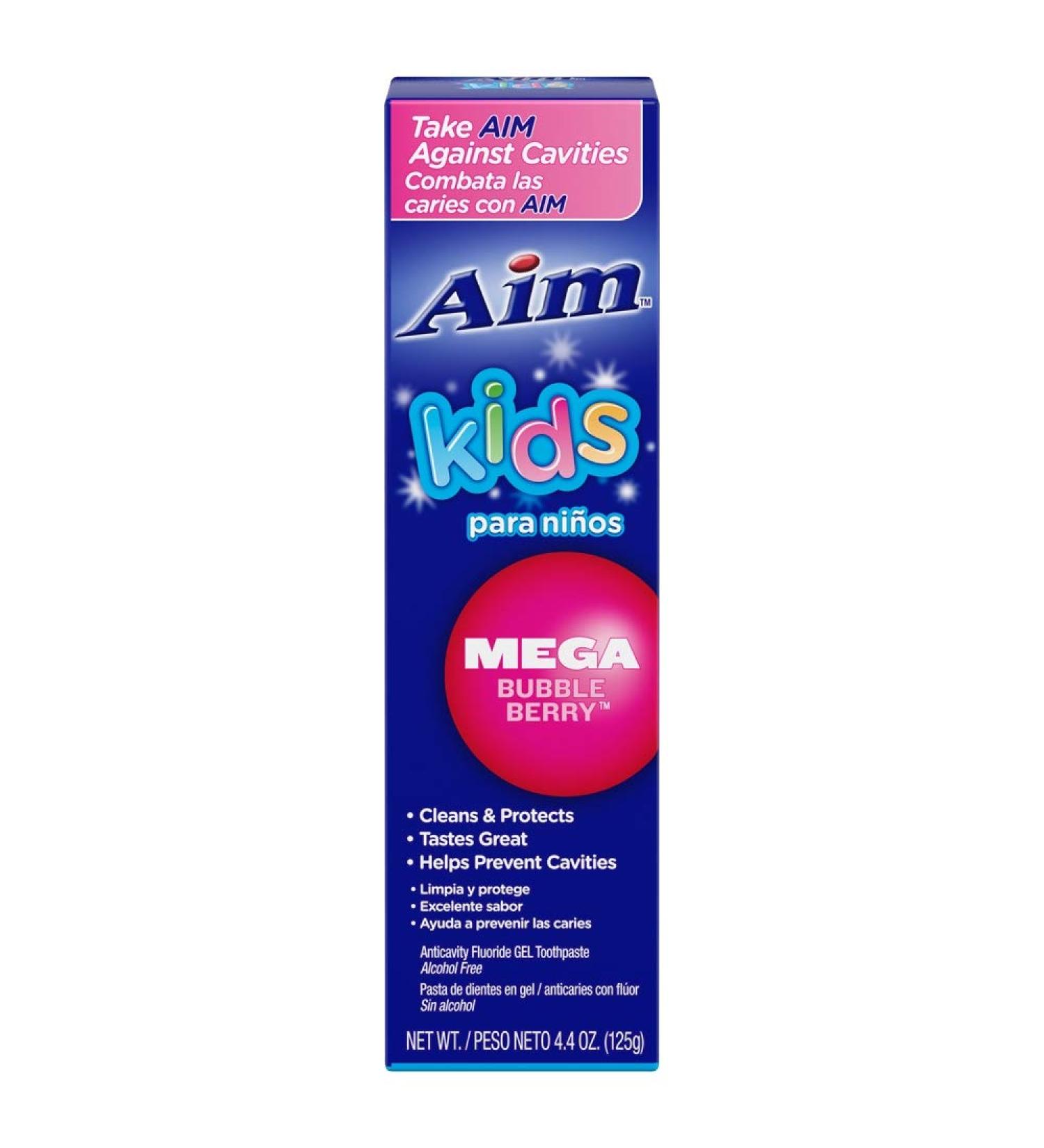 Aim Kids Gel Fluoride Toothpaste - Mega Bubble Berry 4.4 oz. (Pack of 2) 4.4 Ounce (Pack of 2) - Buy Online on GoSupps.com