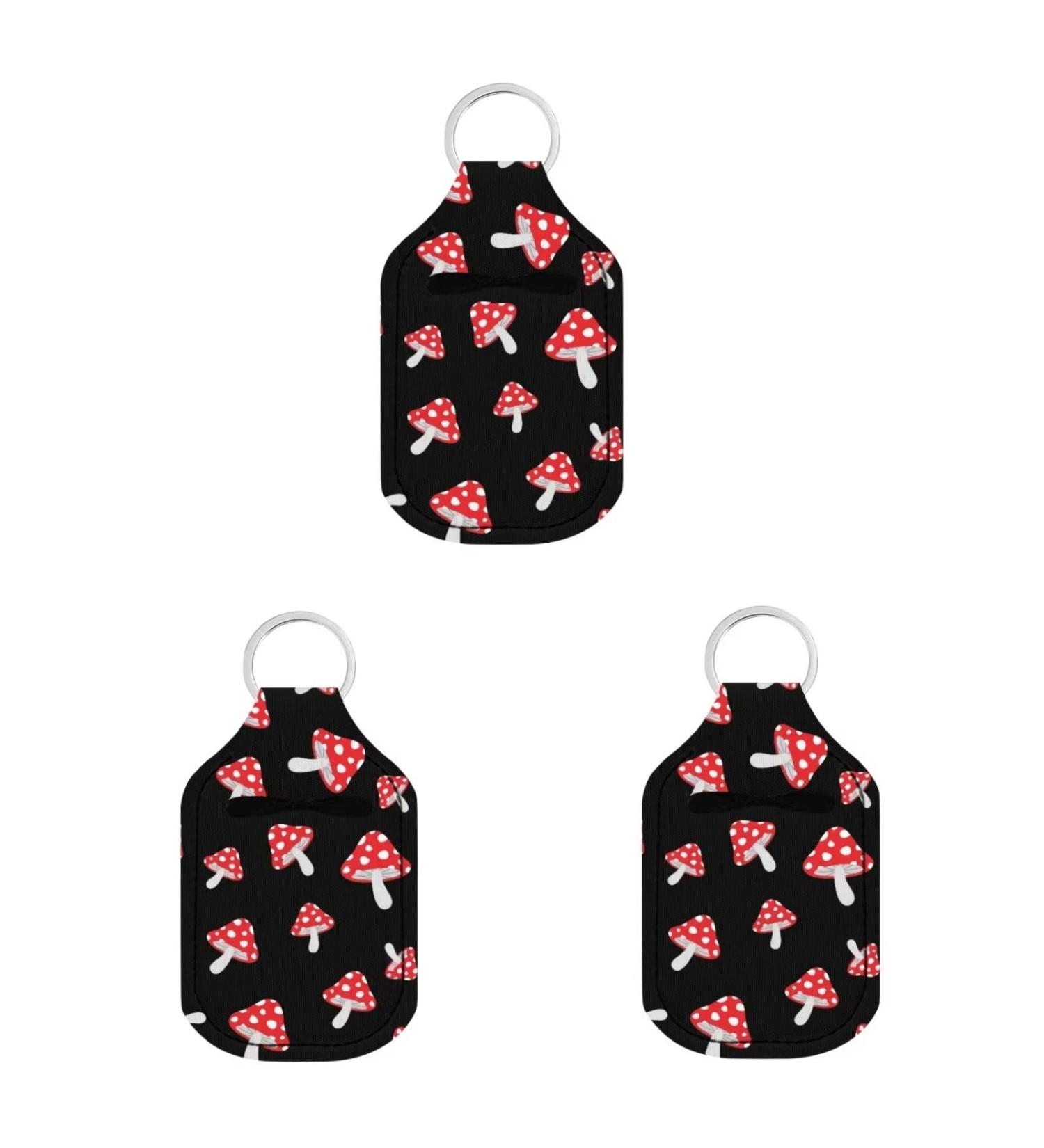 Dreaweet Fashion Hand Sanitizer Holder Keychains Set - Set of 3 Mini Travel Bottle Sleeve Pouch for Women Girls - Mushroom Design - Buy Online on GoSupps.com
