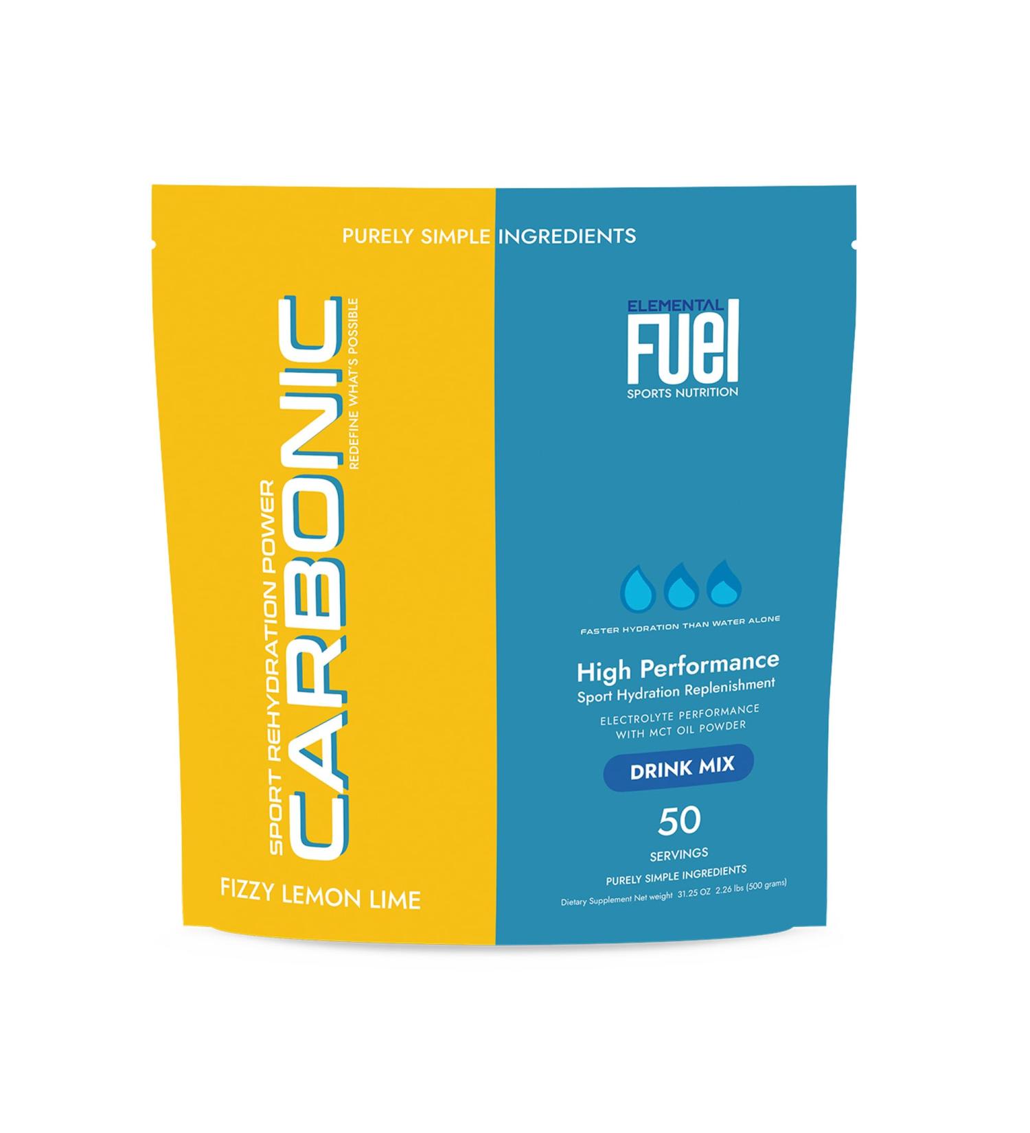 Carbonic Fizzy Lemon Lime Hydration & MCT Oil Powder - Advanced Electrolyte Formula for Enhanced Hydration Energy & Recovery - 50 Servings - Buy Online on GoSupps.com