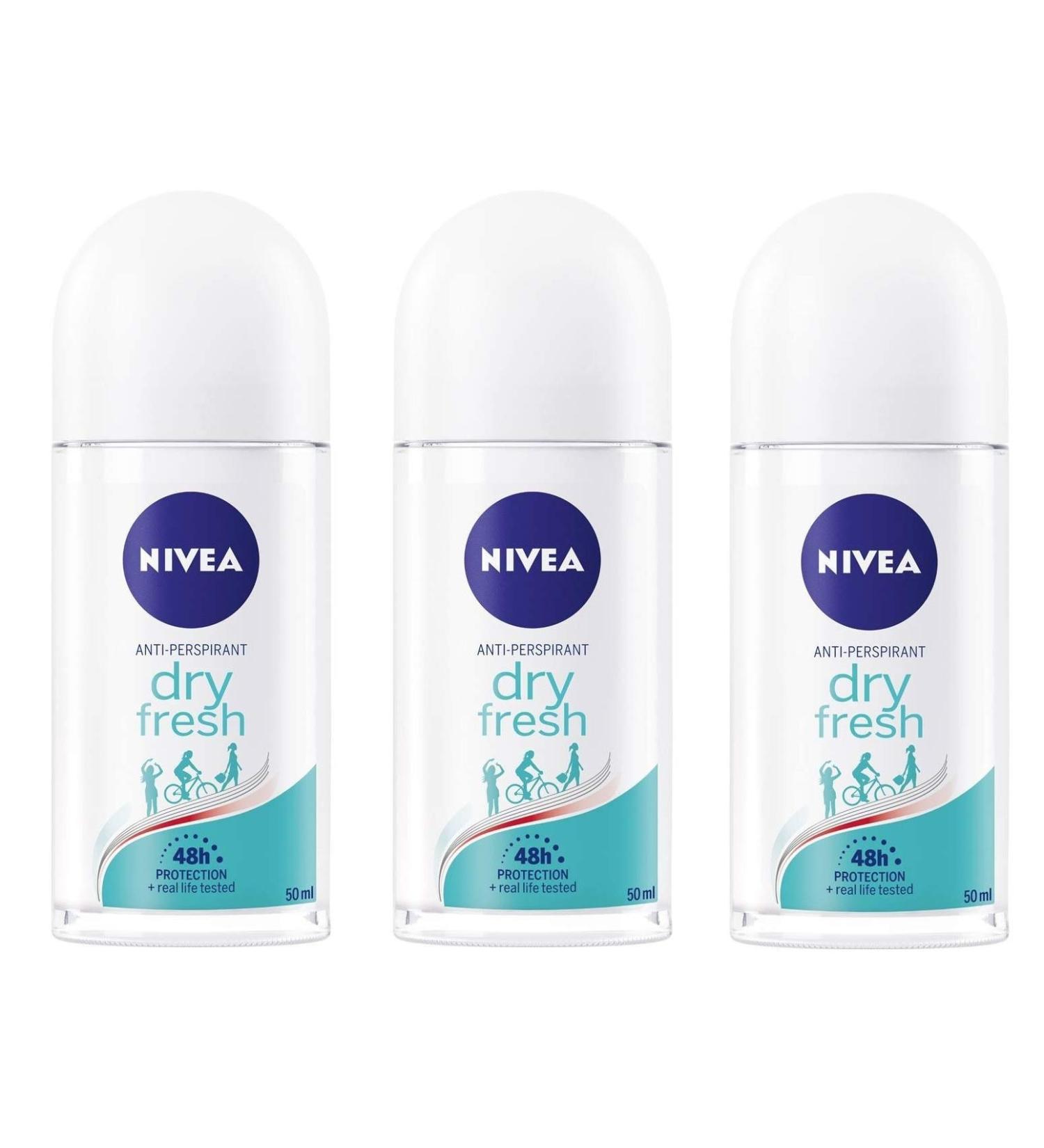 (Pack of 3) Nivea Dry Fresh Anti-perspirant Deodorant Roll On for Women 50ml 50 ml (Pack of 3) Fresh