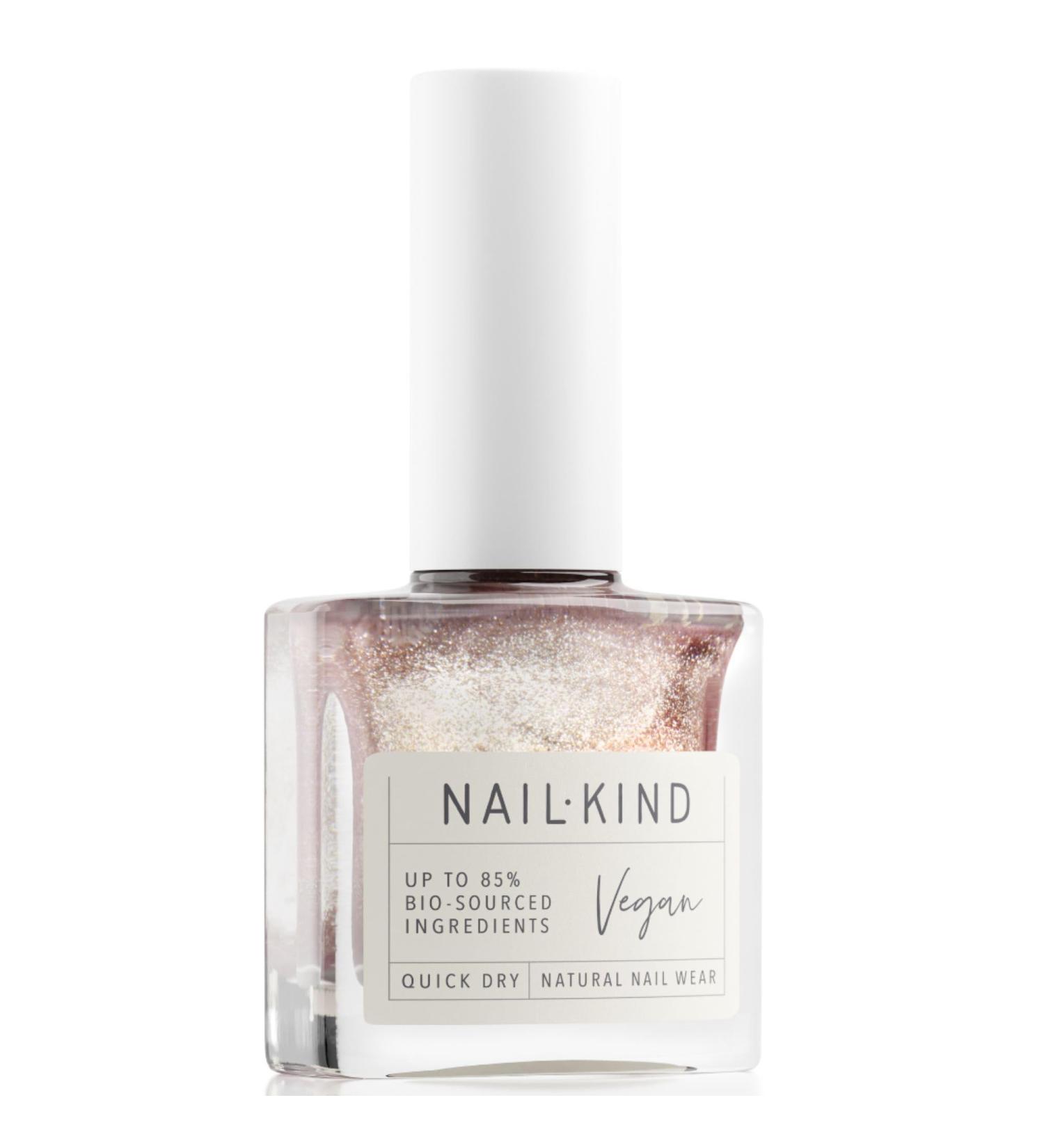 NAILKIND Gold Shimmer Pink Nail Polish - Glazed Brulee - Shimmery Nail Varnish - Vegan Nail Lacquer + Peta Certified + Cruelty Free - Quick Drying Long Lasting - Chip Resistant - 8ml - Buy Online on GoSupps.com