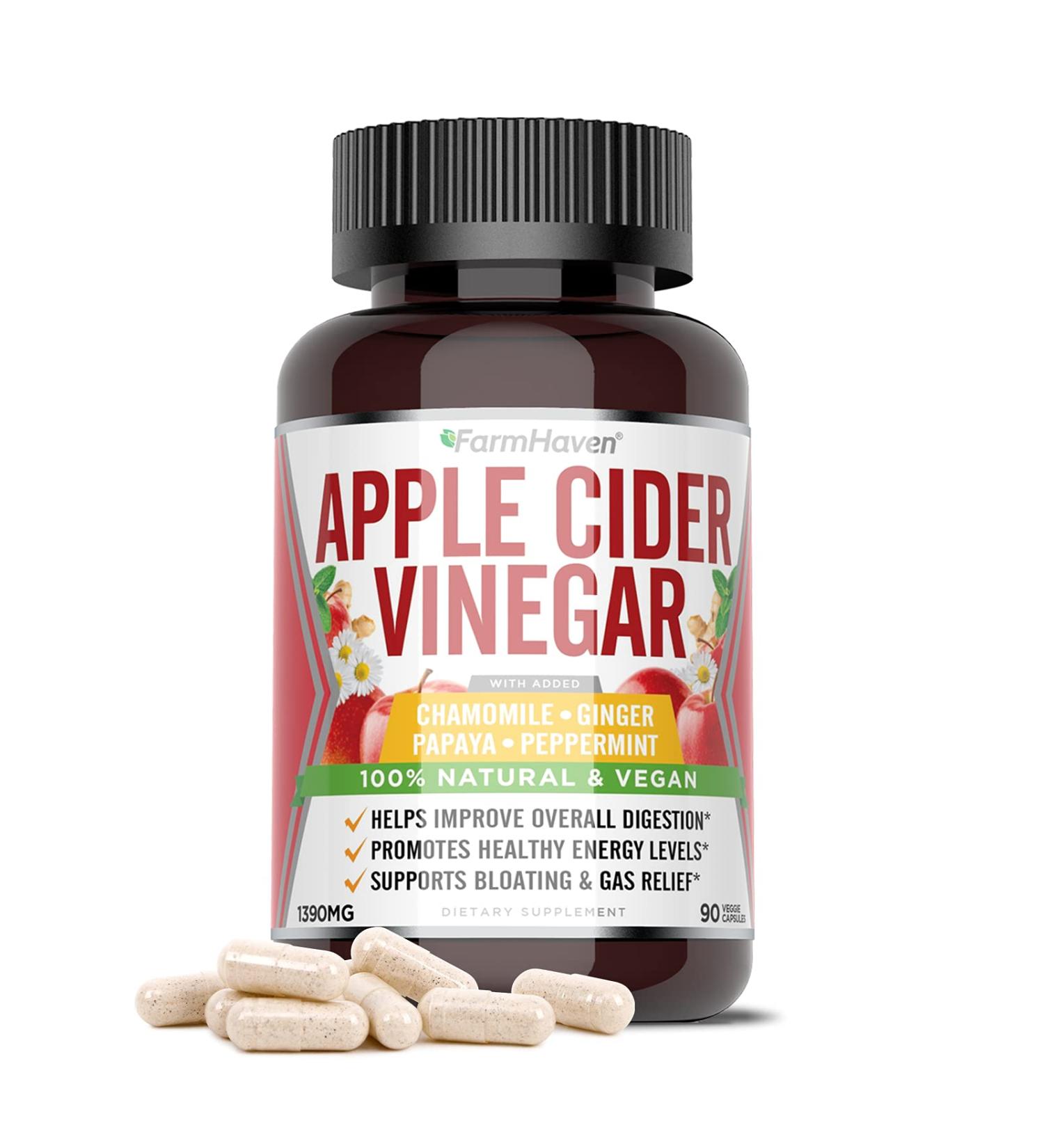 FarmHaven Apple Cider Vinegar Capsules with Mother 1390MG + Ginger | Digestion Support | 90 Count - Buy Online on GoSupps.com