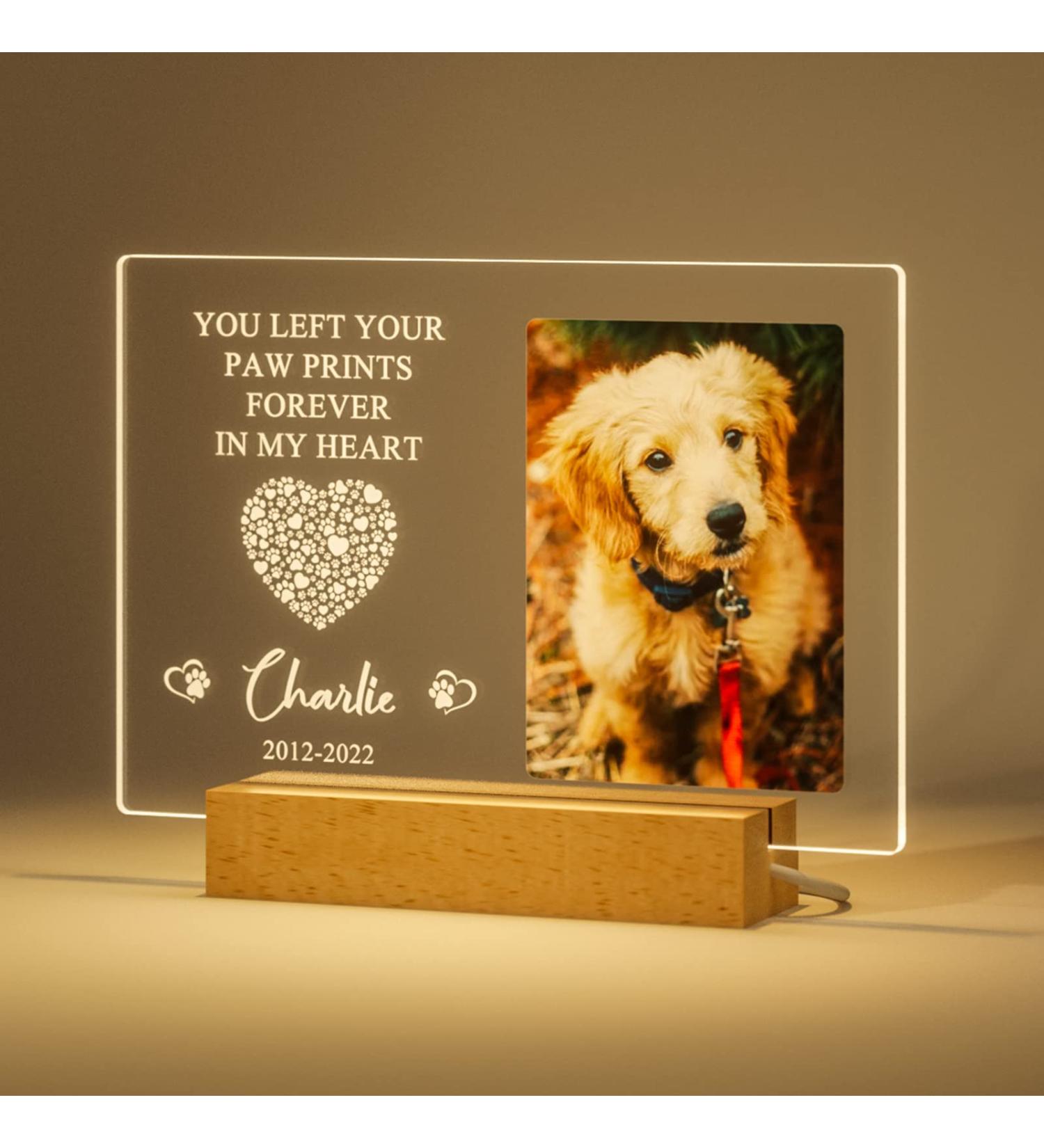 Personalized Dog Memorial Night Light - Custom Photo Pet Loss Gift with Name & Date - Cat Memorial Frame - Sympathy Gift - Buy Online on GoSupps.com