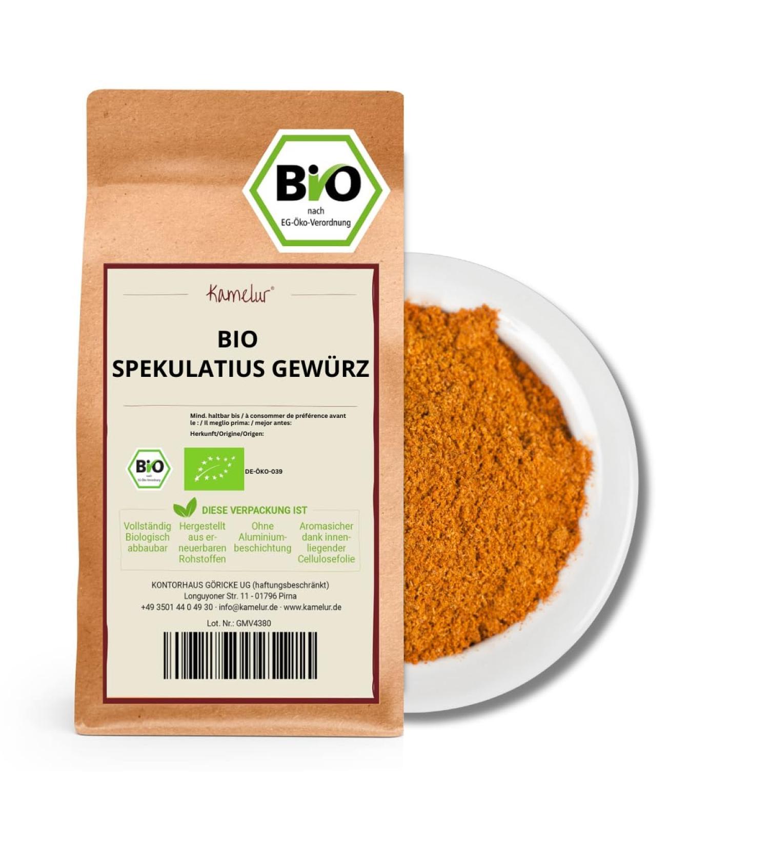 Kamelur 250g speculoos spices organic fine - the best winter spices for speculoos gingerbread and others - organic aromatic speculoos spice in biodegradable packaging - Buy Online on GoSupps.com