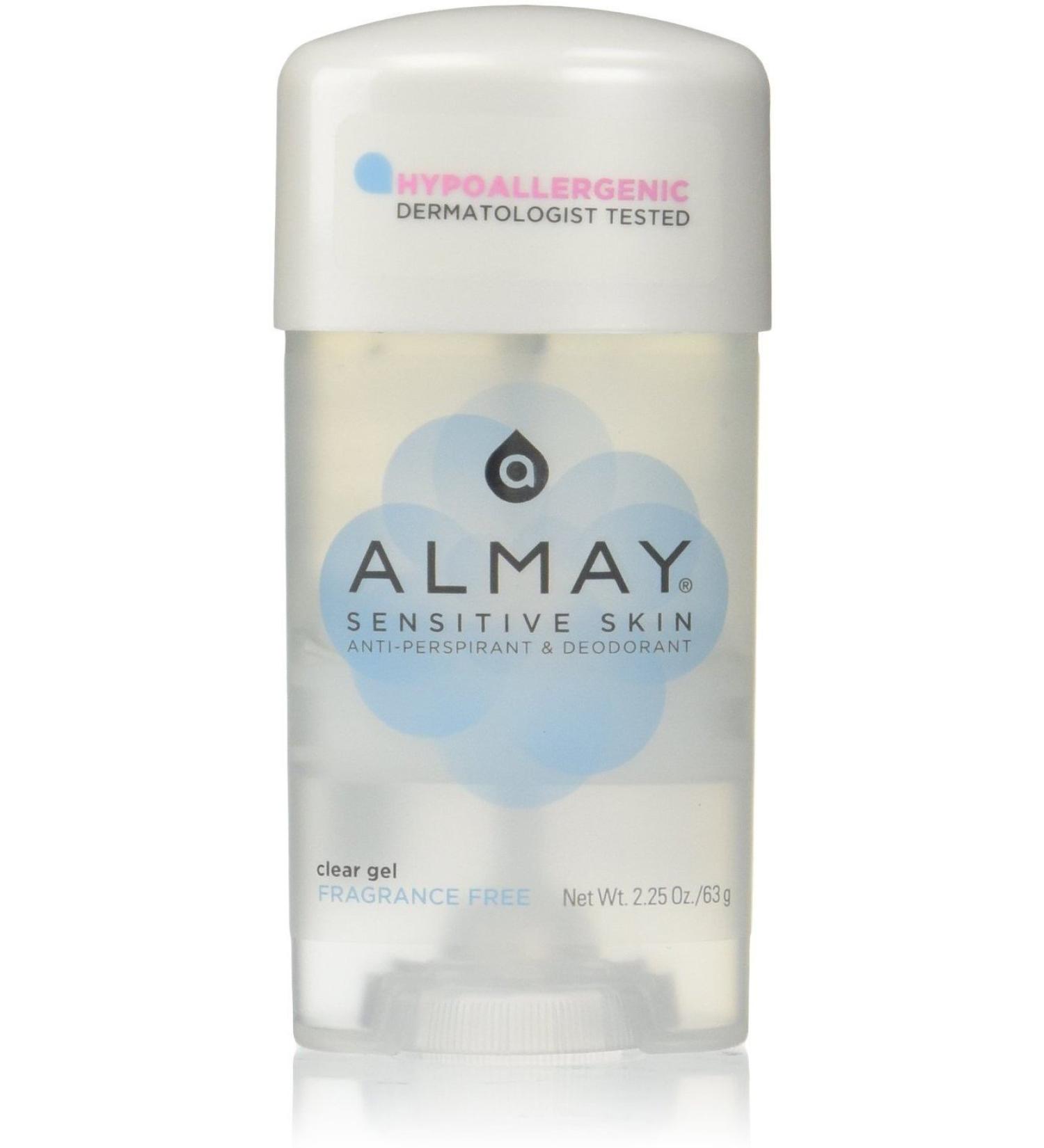 Almay Sensitive Skin Clear Gel Anti-Perspirant and Deodorant Fragrance Free 2.25 Oz (Pack of 2)