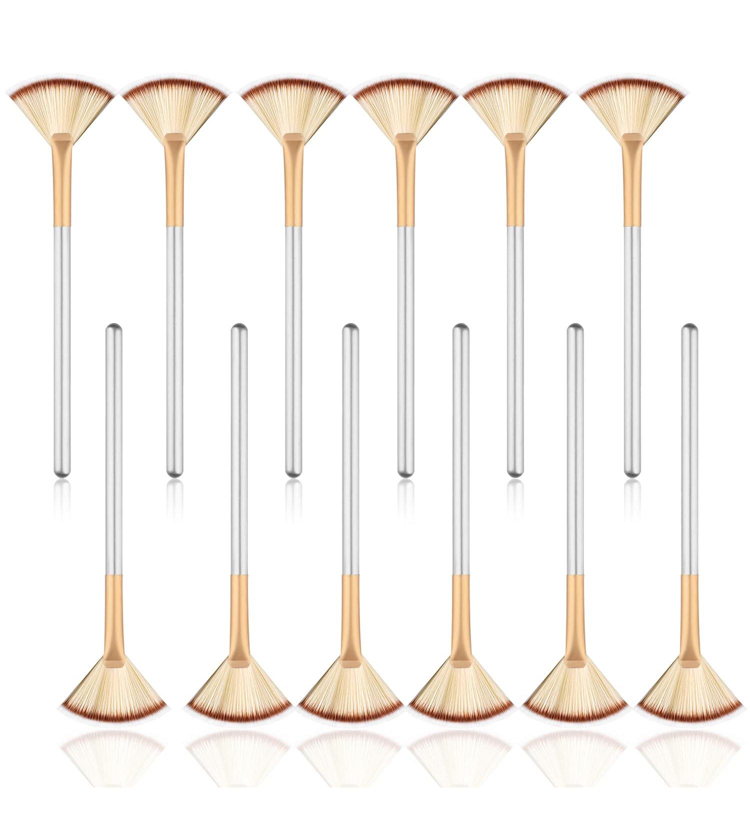 Rocutus 12pcs Professional Fan Makeup Brush Set - Gold | For Face Powder, Foundation, Highlighter, Contour | Women's Blending Brushes - Buy Online on GoSupps.com