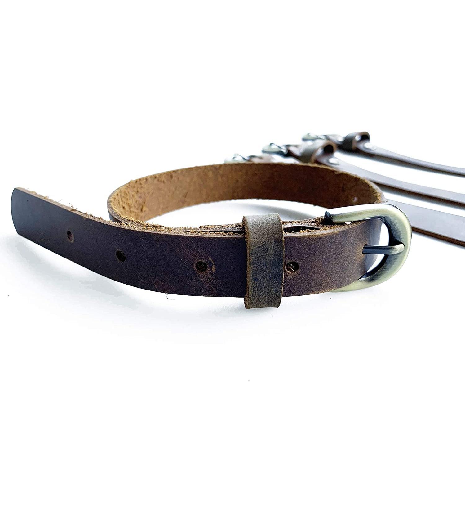 QMYBROW Real Leather Straps 4-Pack | Adjustable Cinch & Stirrup Straps with Metal Buckle | Multi-Purpose Cable Ties in Bourbon Brown - Buy Online on GoSupps.com