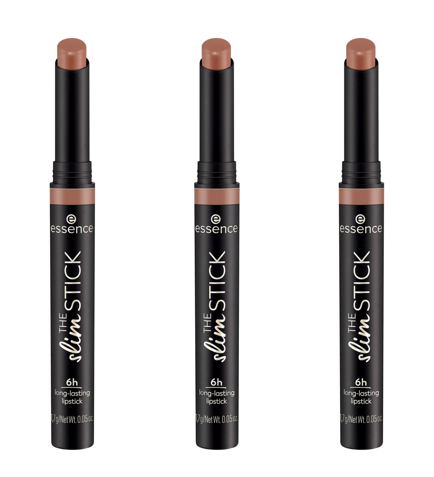 Essence Slim Stick Lipstick No. 101 Choc-O-Holic | Long-Lasting Nourishing Vegan Matt Finish | 3-Pack (3x1.7g) - Perfume & Paraben Free - Buy Online on GoSupps.com