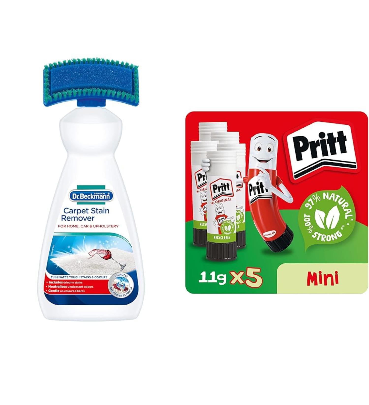 Dr. Beckmann Carpet Stain Remover | Removes New and Dried-in Stains | Includes Applicator Brush & Pritt Glue Stick Safe & Child-Friendly Craft Glue for Arts & Crafts Activities Strong-Hold adhesive - Buy Online on GoSupps.com