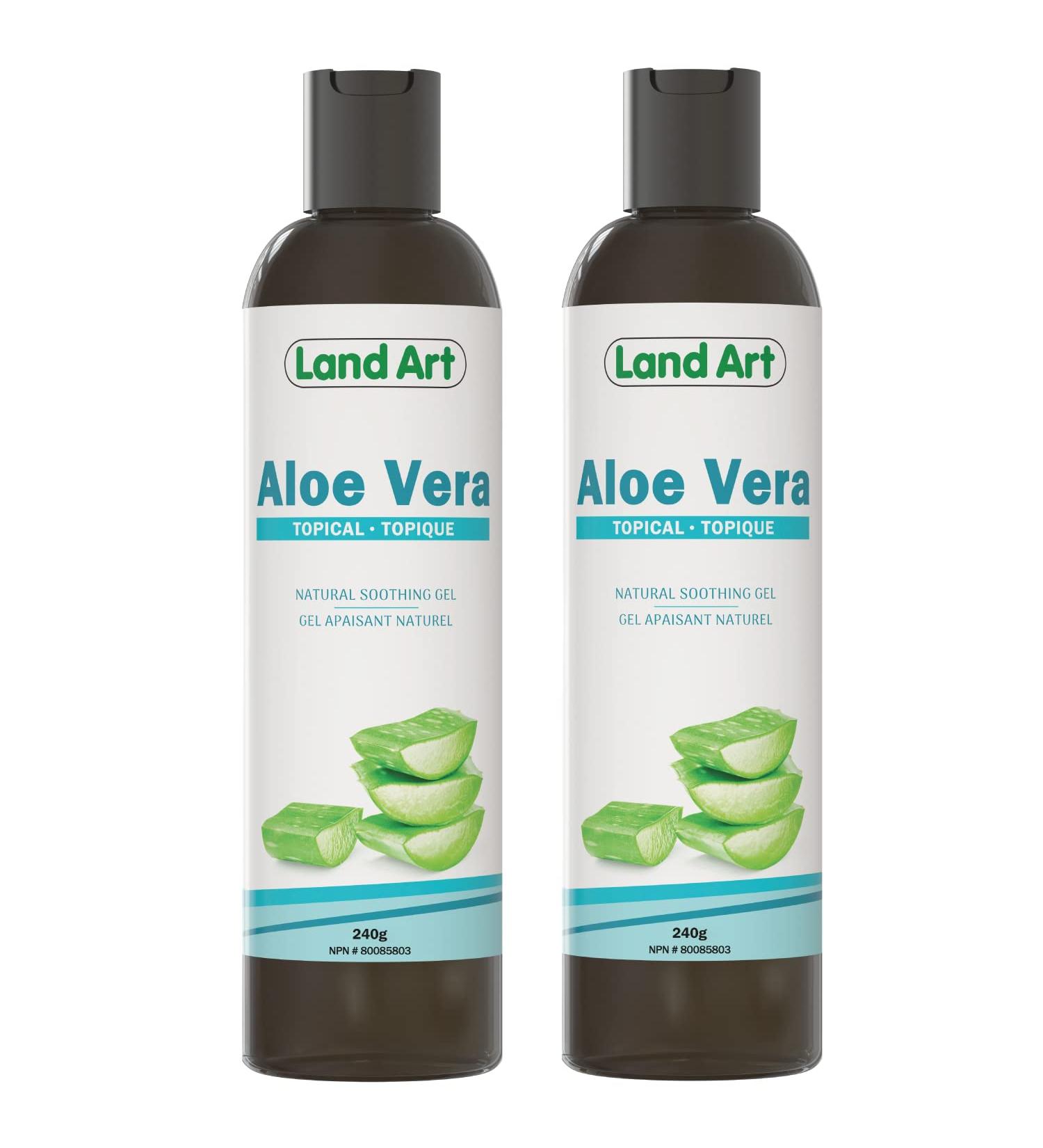 Aloe Vera Topical Gel Sunburn Relief - Soothing Moisturizer After Sun - for Face Body Hair - Made from 100% Pure Organic Cold Pressed Aloe Vera Gel For Face - with Vitamin C - Made in Canada (240 g (Pack of 2) - Buy Online on GoSupps.com