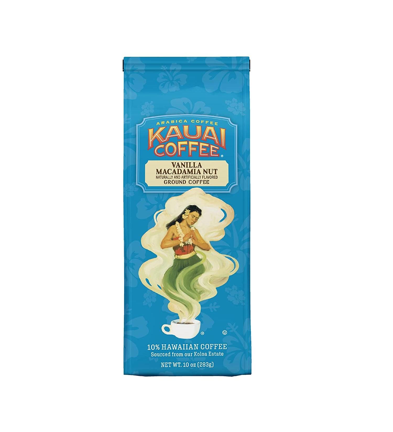 Kauai Coffee Vanilla Macadamia Nut Hawaiian Premium Ground Coffee 283g Bag - Buy Online on GoSupps.com