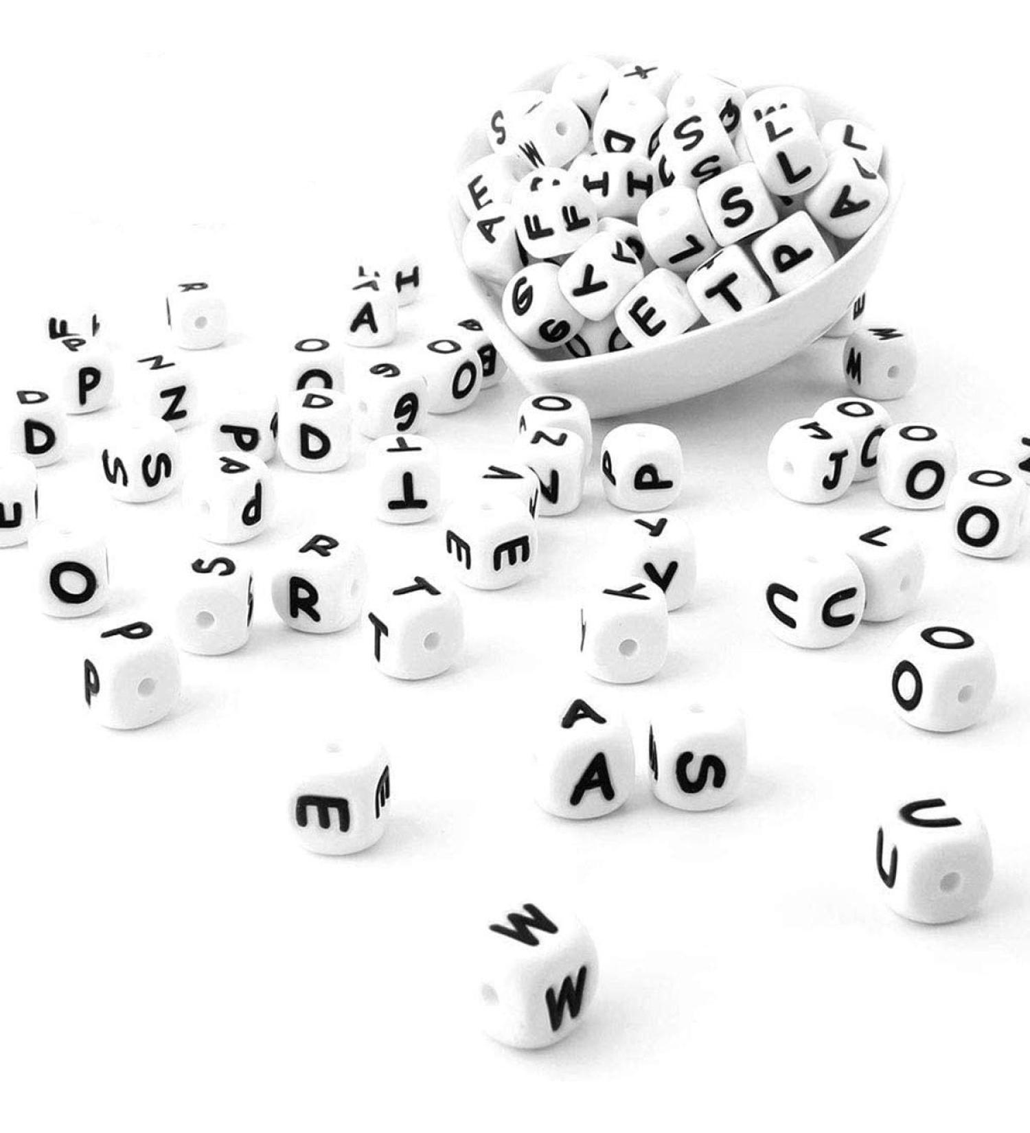 104PCS Square Silicone Alphabet Beads 12MM for DIY Jewelry Making | Weekjoey - Buy Online on GoSupps.com